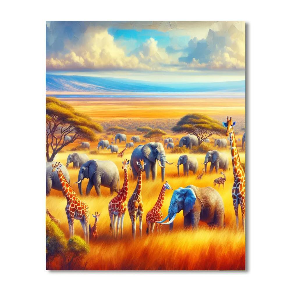 Safari Plains Adventure Paint By Numbers Art