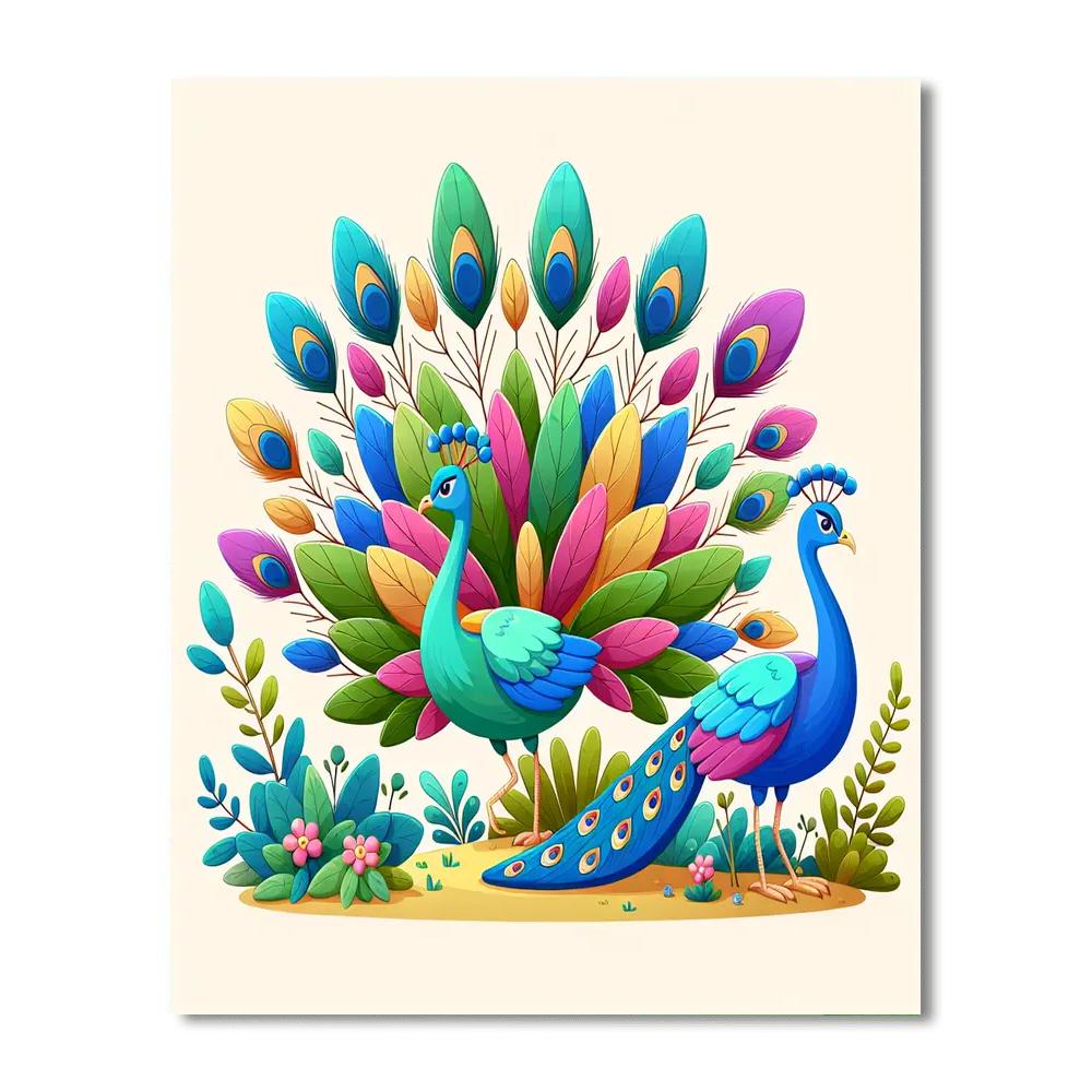 Peaceful Peacock Parade Painting Number Kit