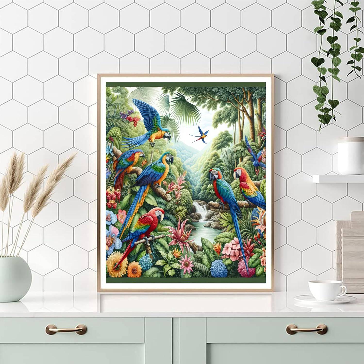 Joyful Tropical Birds Number Painting