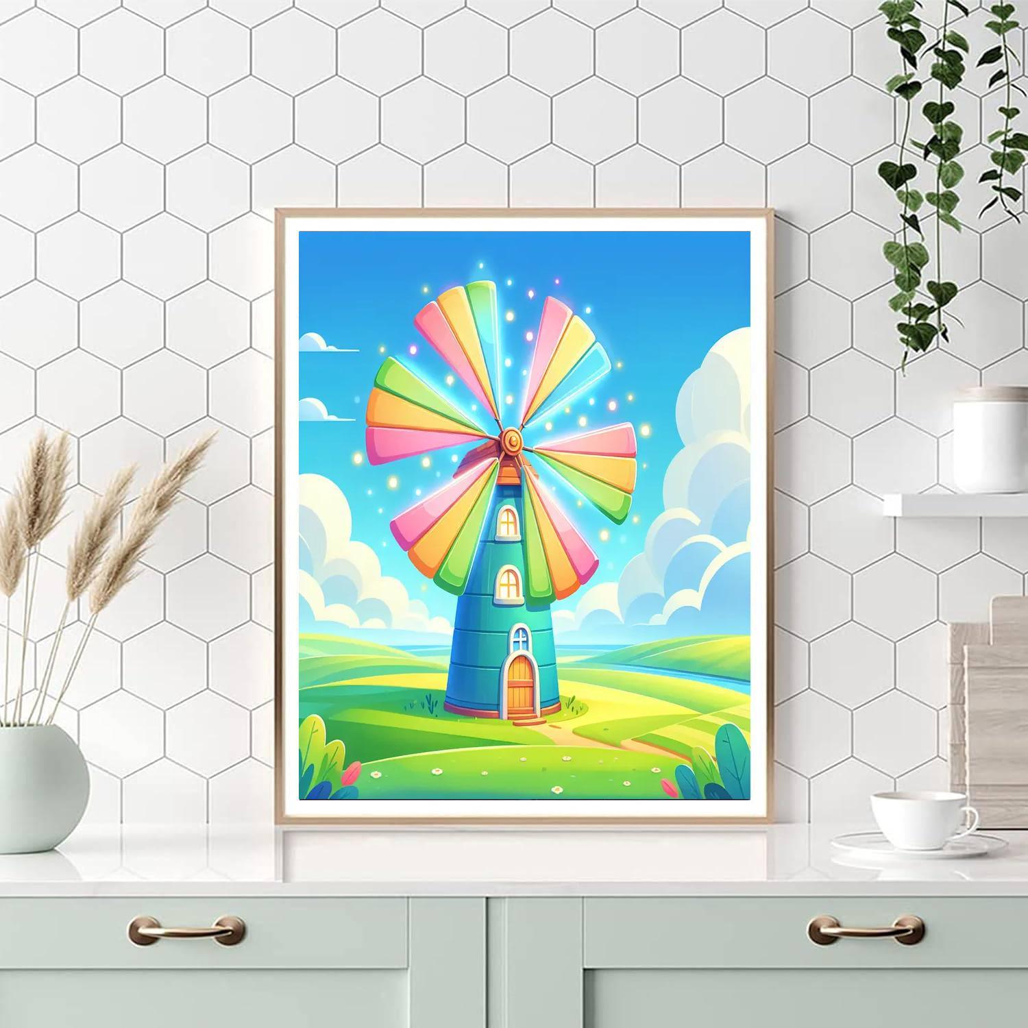 Colorful Windmill Painting By Numbers Kit