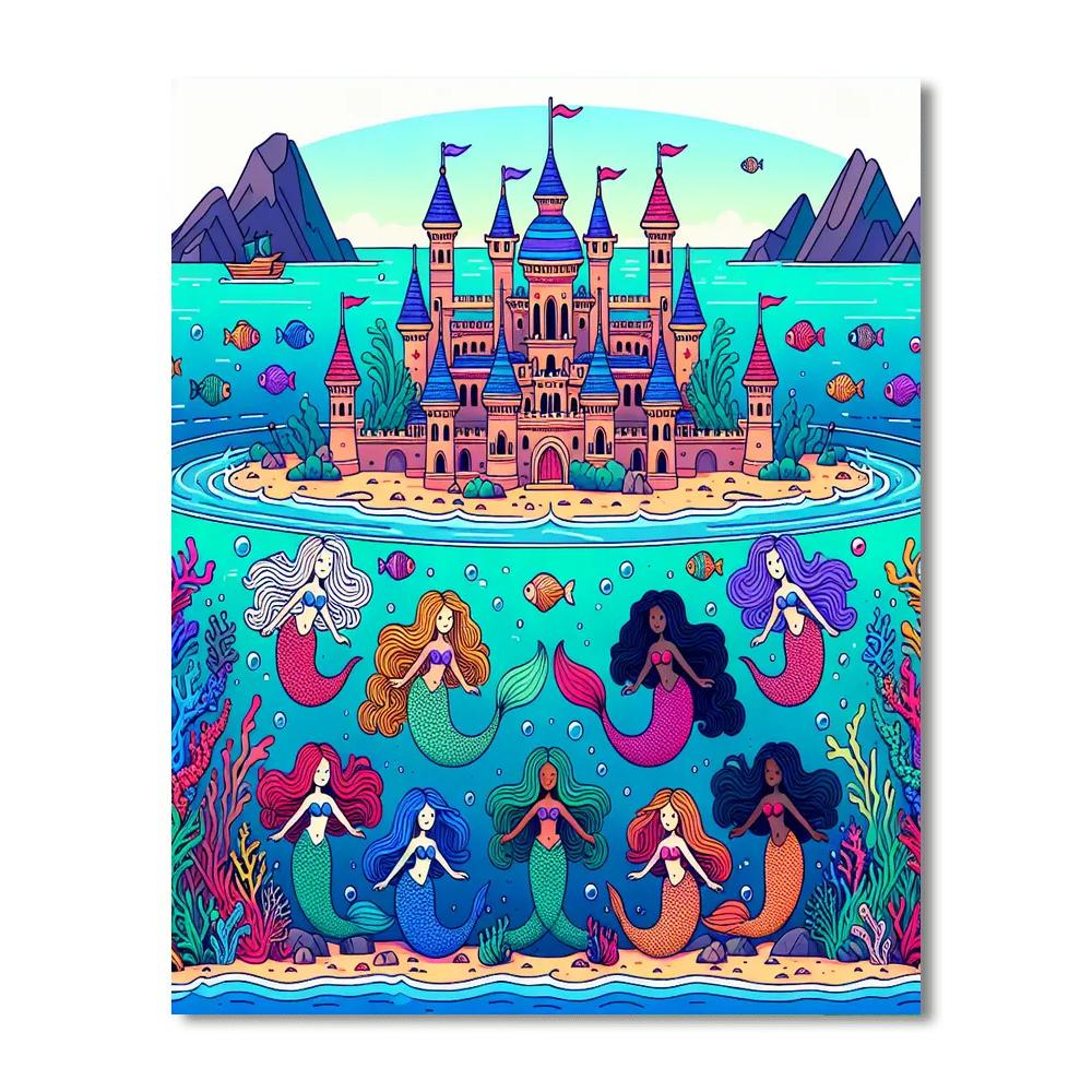 Undersea Fantasy Castle Number Painting