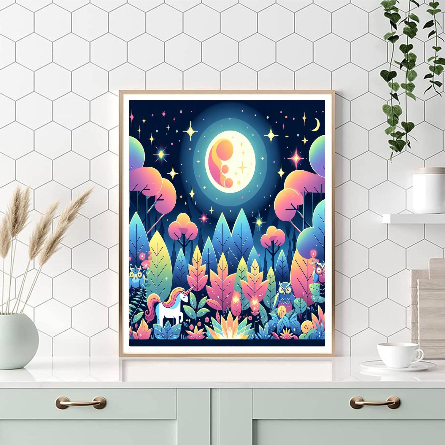 Mystical Moonlight Forest Paint By Numbers