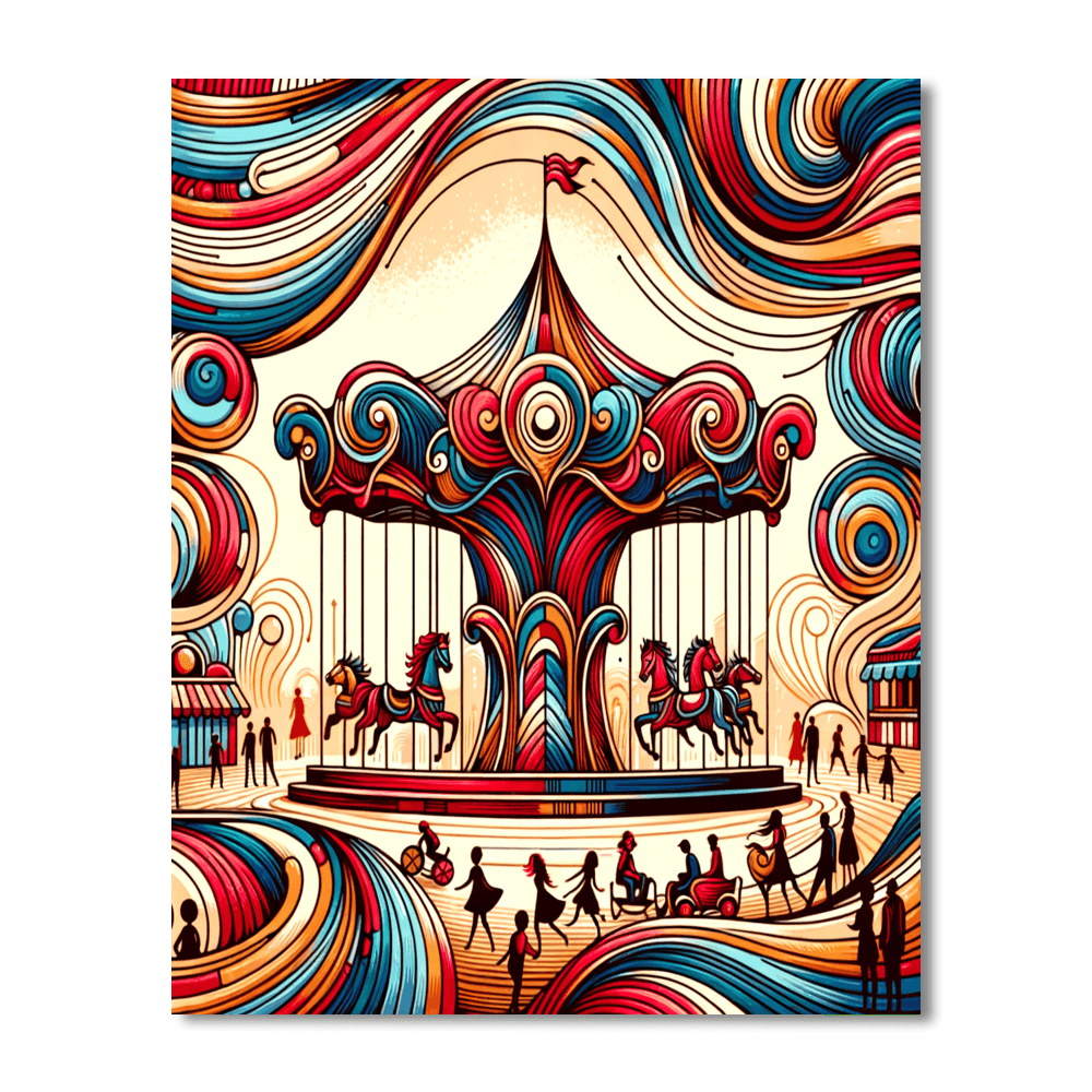 Colorful Carousel Painting Number Kit
