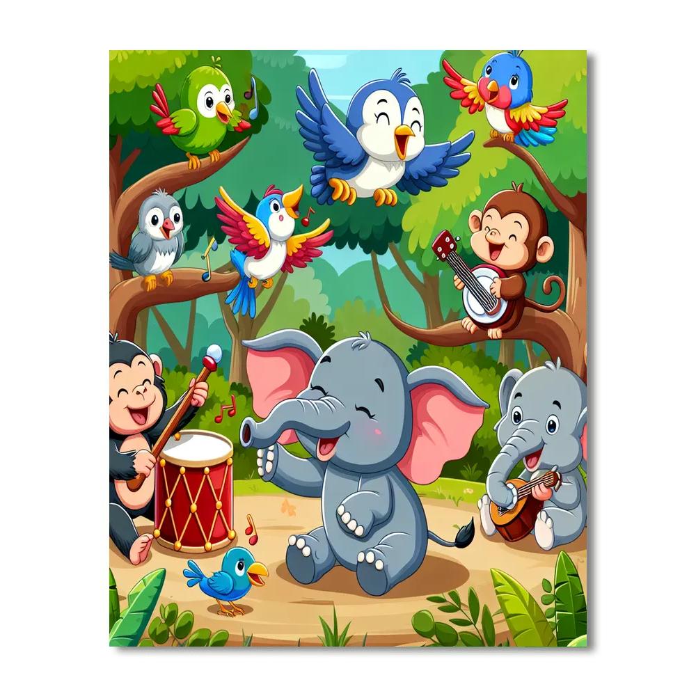 Jungle Animals Orchestra Number Painting
