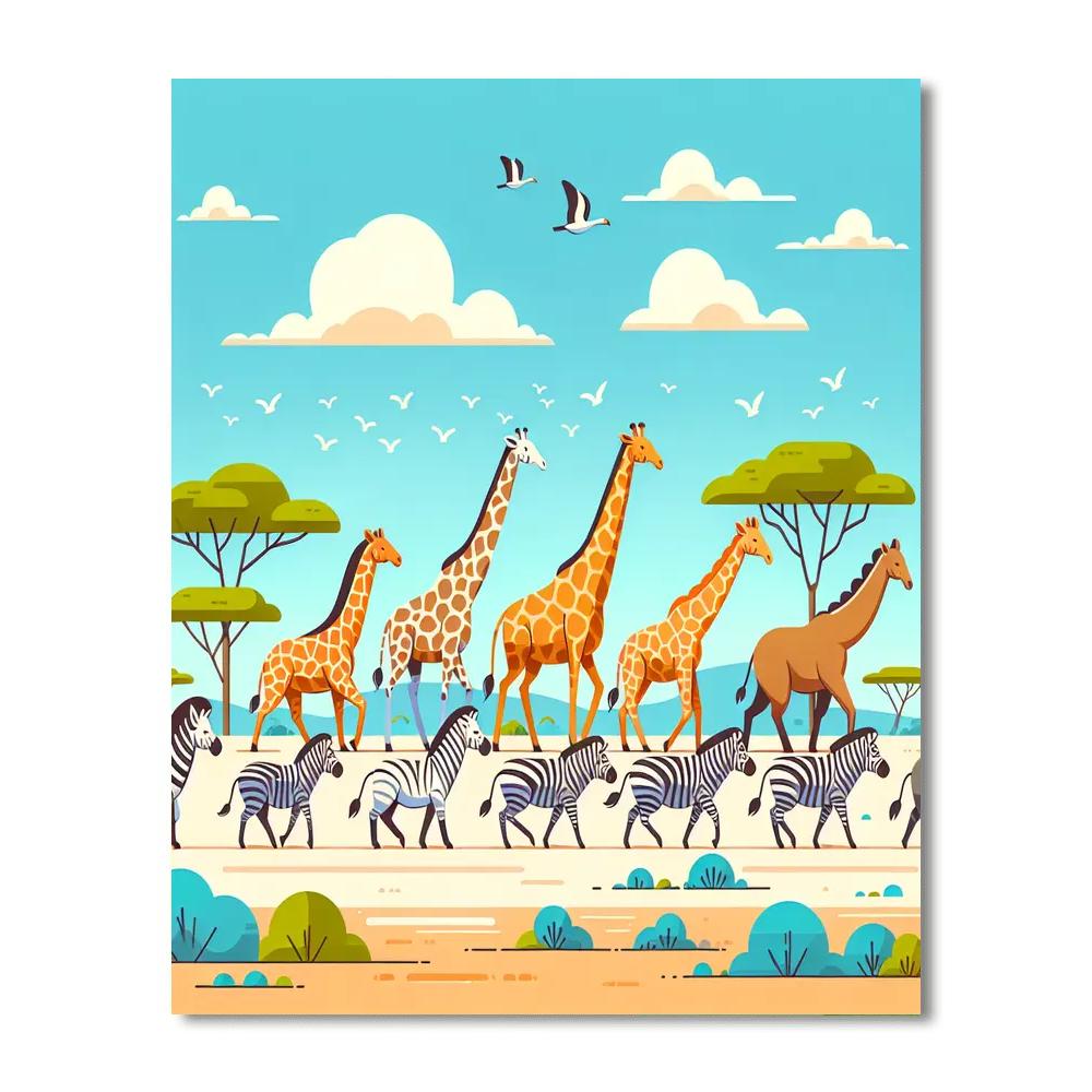 Joyous Safari Stroll Painting By Numbers Kit