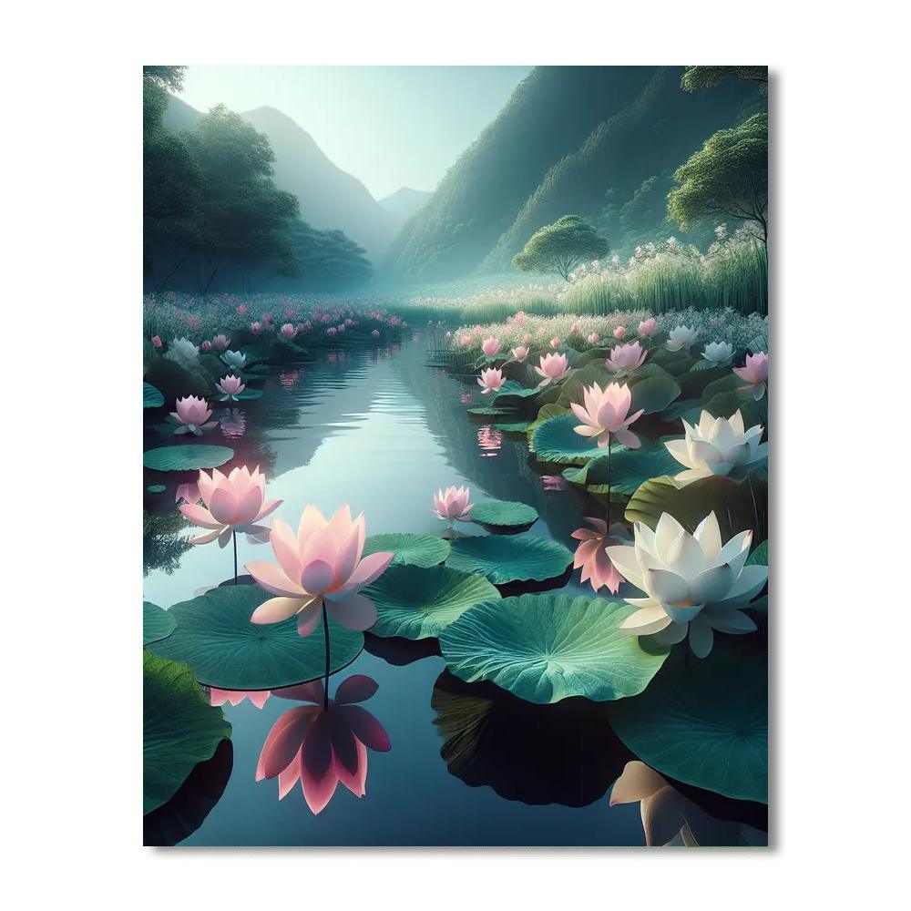Luminous Lotus Lake DIY Paint By Numbers