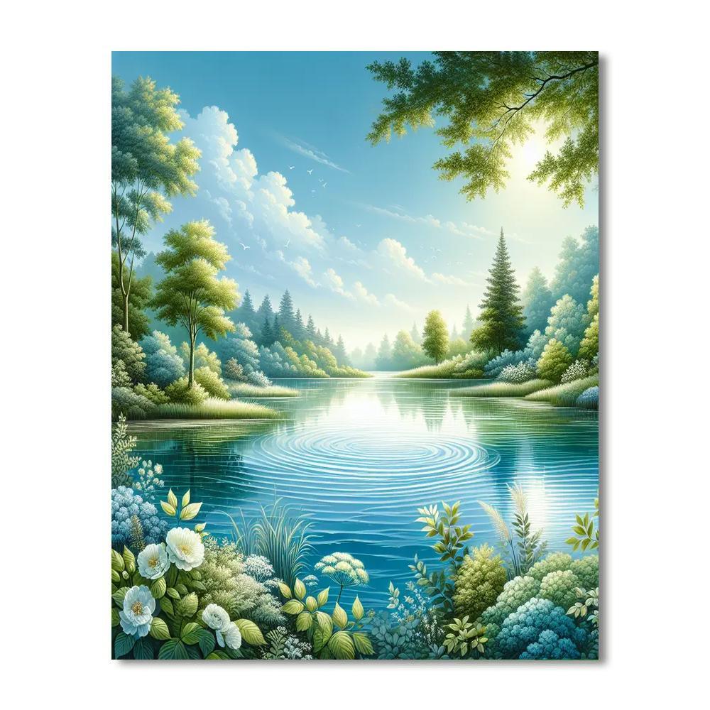 Quiet Lakeside Reflections Paint By Numbers Art