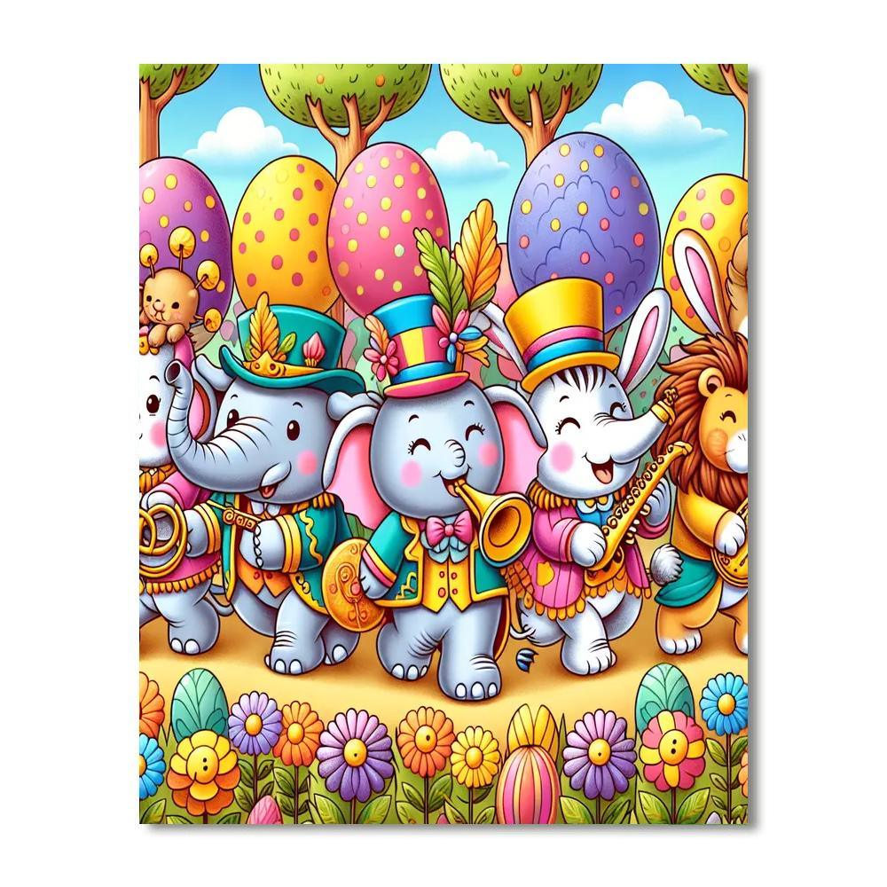 Whimsical Wildlife Parade Paint By Numbers Art