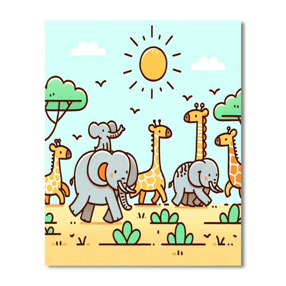 Sunny Savanna Parade Painting By Numbers Kit