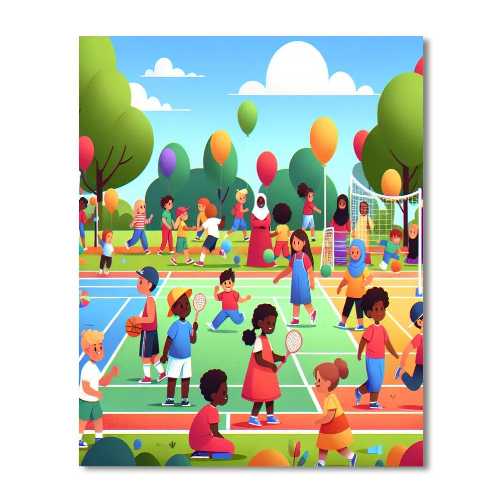 Bouncy Sports Day Numbered Painting Kits