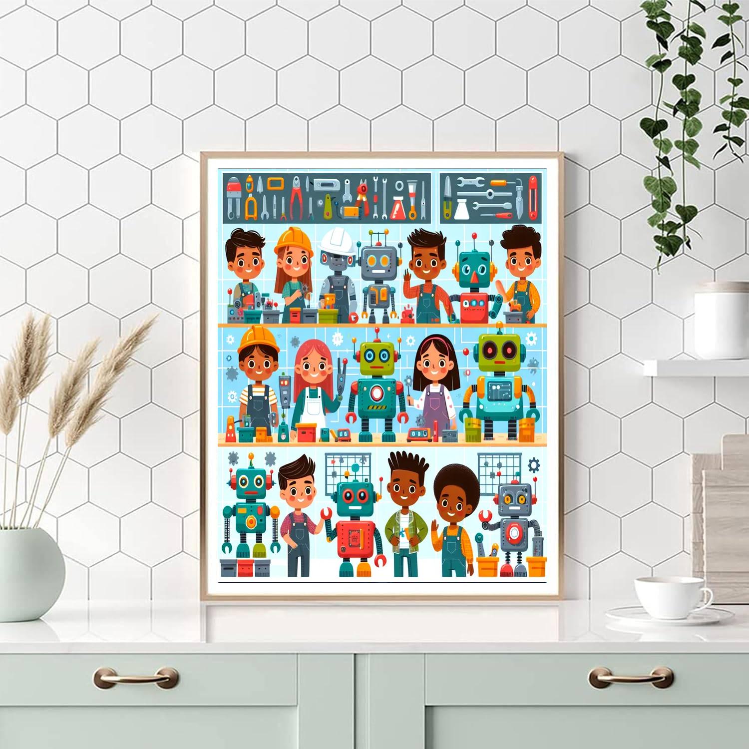 Adventurous Robot Factory Paint By Numbers