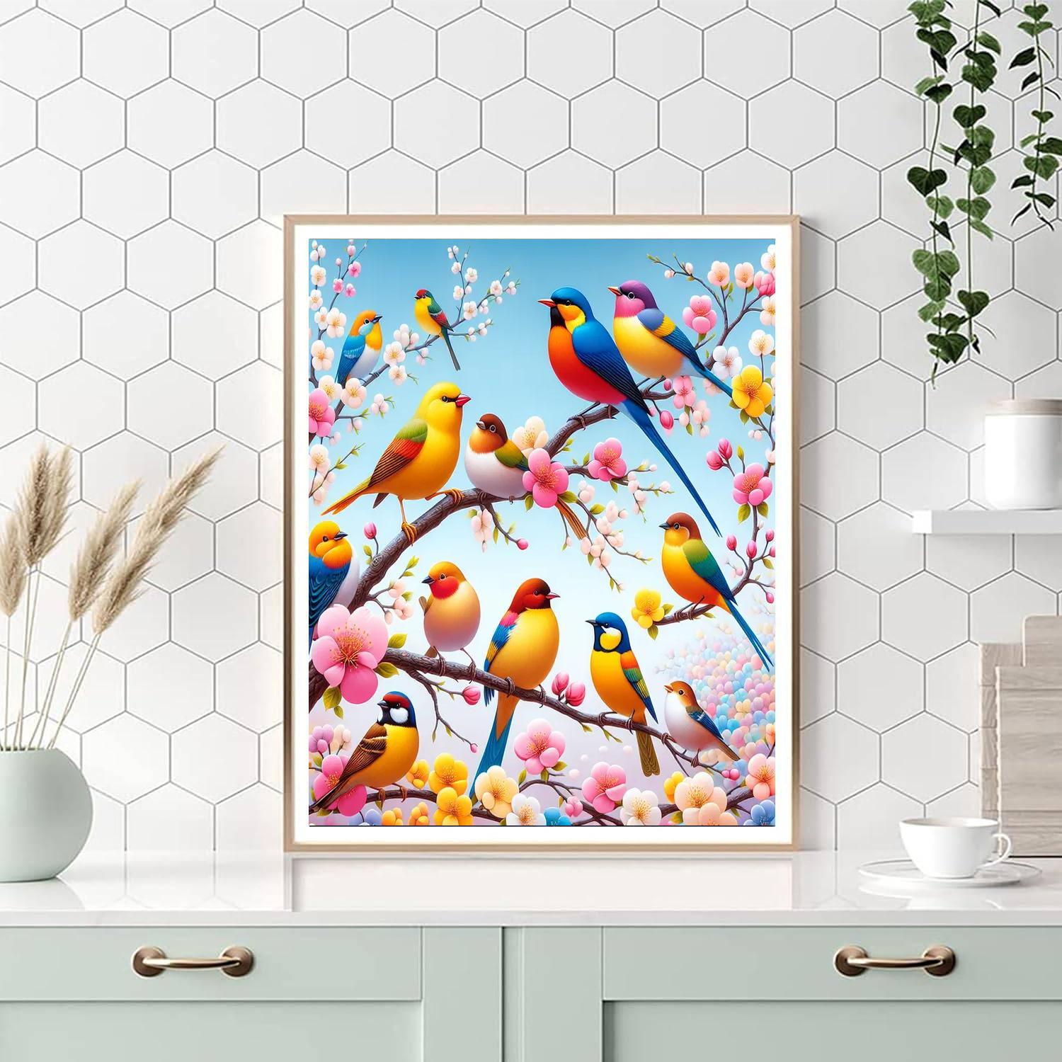 Colorful Bird Symphony Paint By Numbers Art