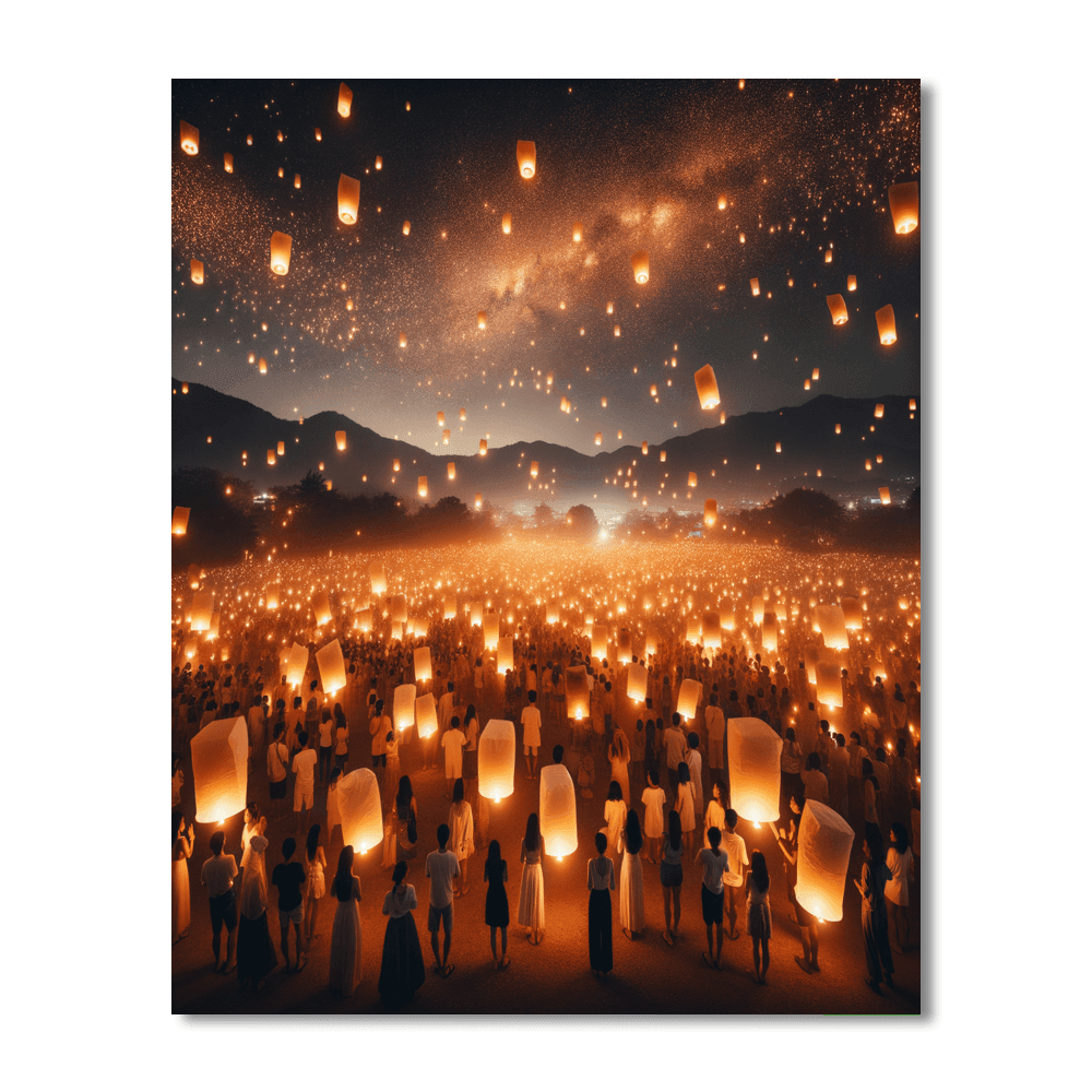 Yi Peng Lantern Festival - Chiang Mai, Thailand Painting Number Kit