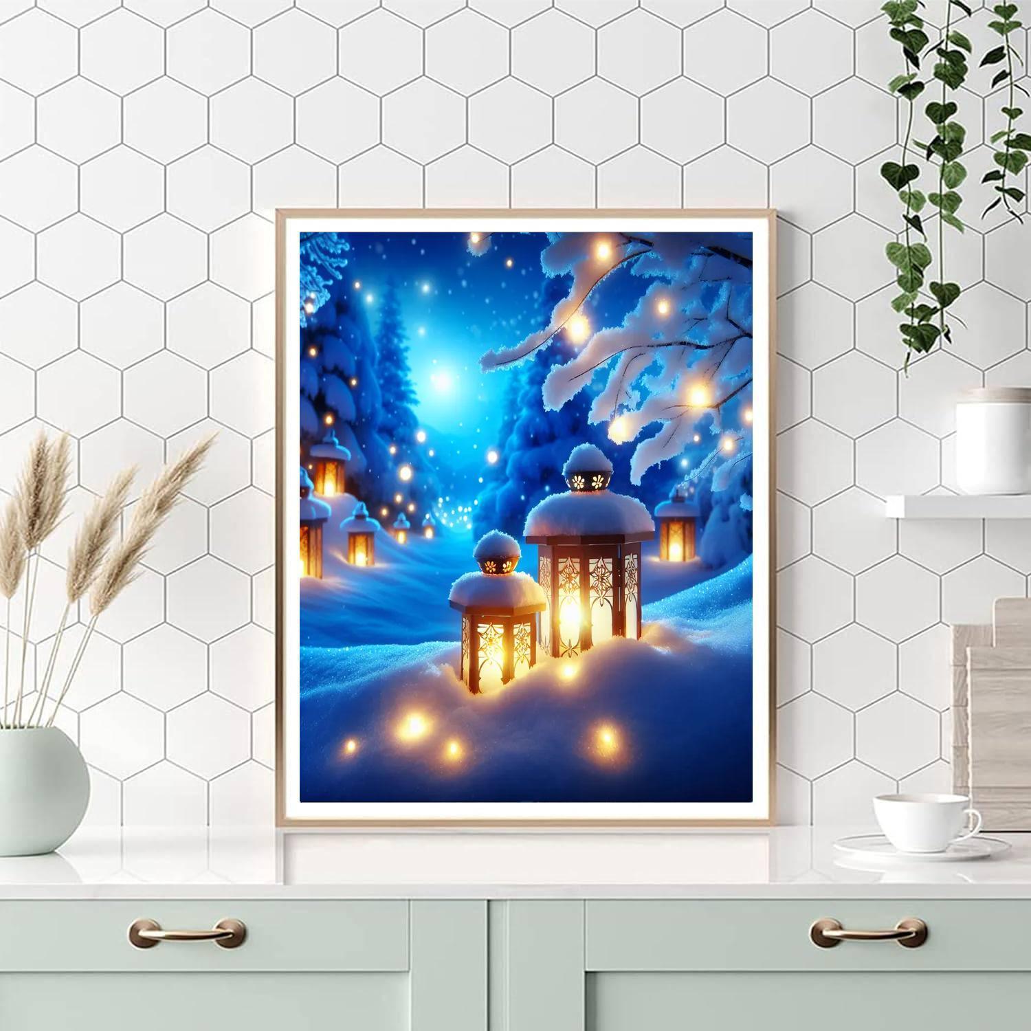 Glowing Winter Lanterns Paint By Numbers Art