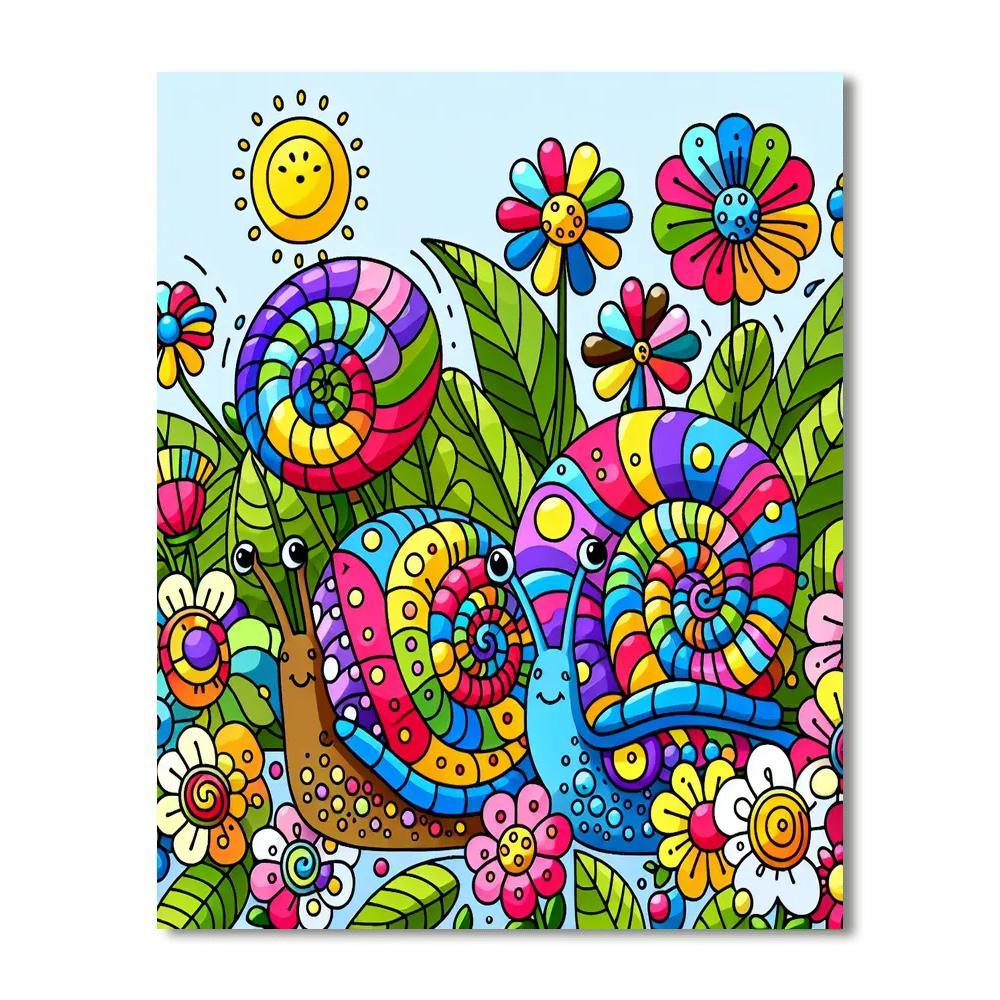 Giddy Garden Snails Number Painting
