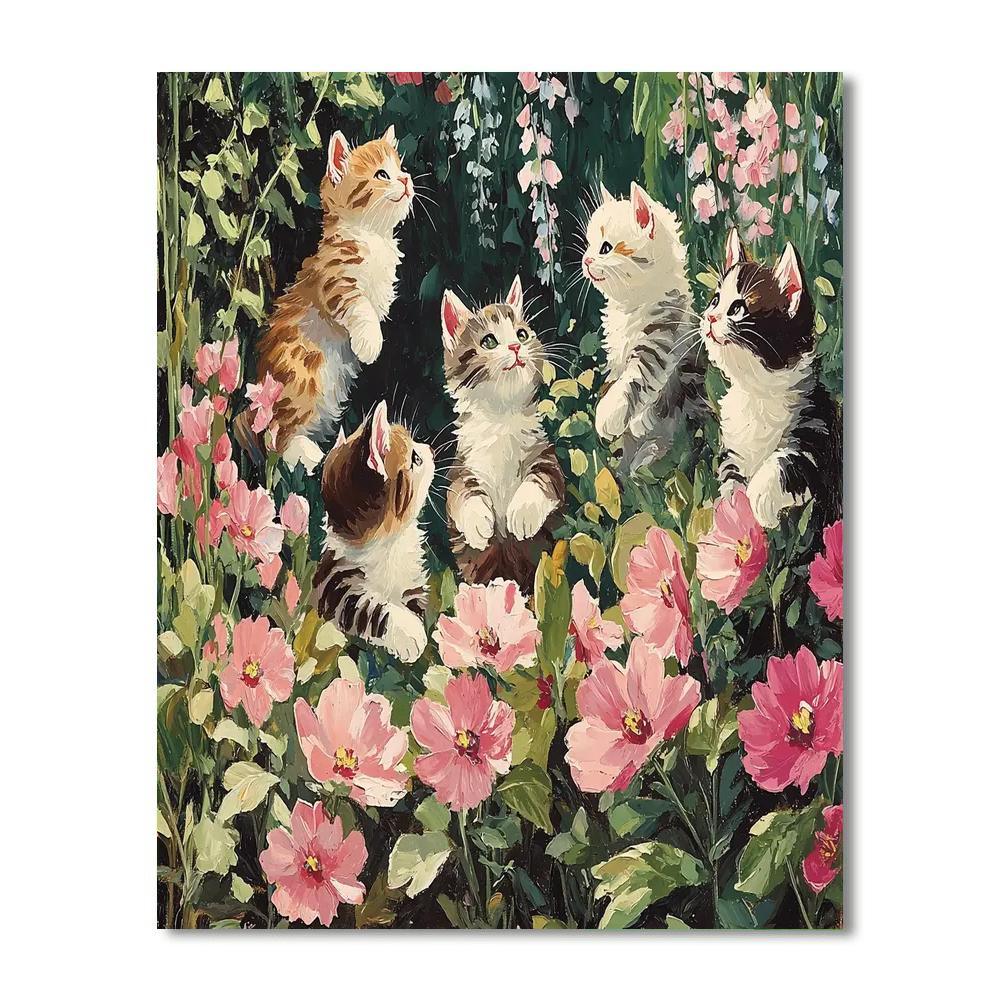 Henriette Ronner-Knip Inspired Dancing Felines  Painting By Numbers Kit