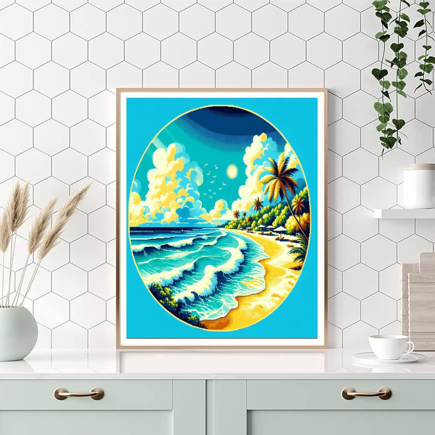 Vibrant Coastal Paradise Painting Number Kit