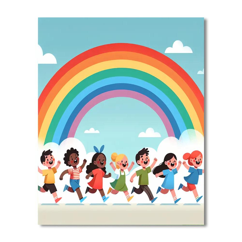 Cheery Rainbow Chase Painting By Numbers Kit