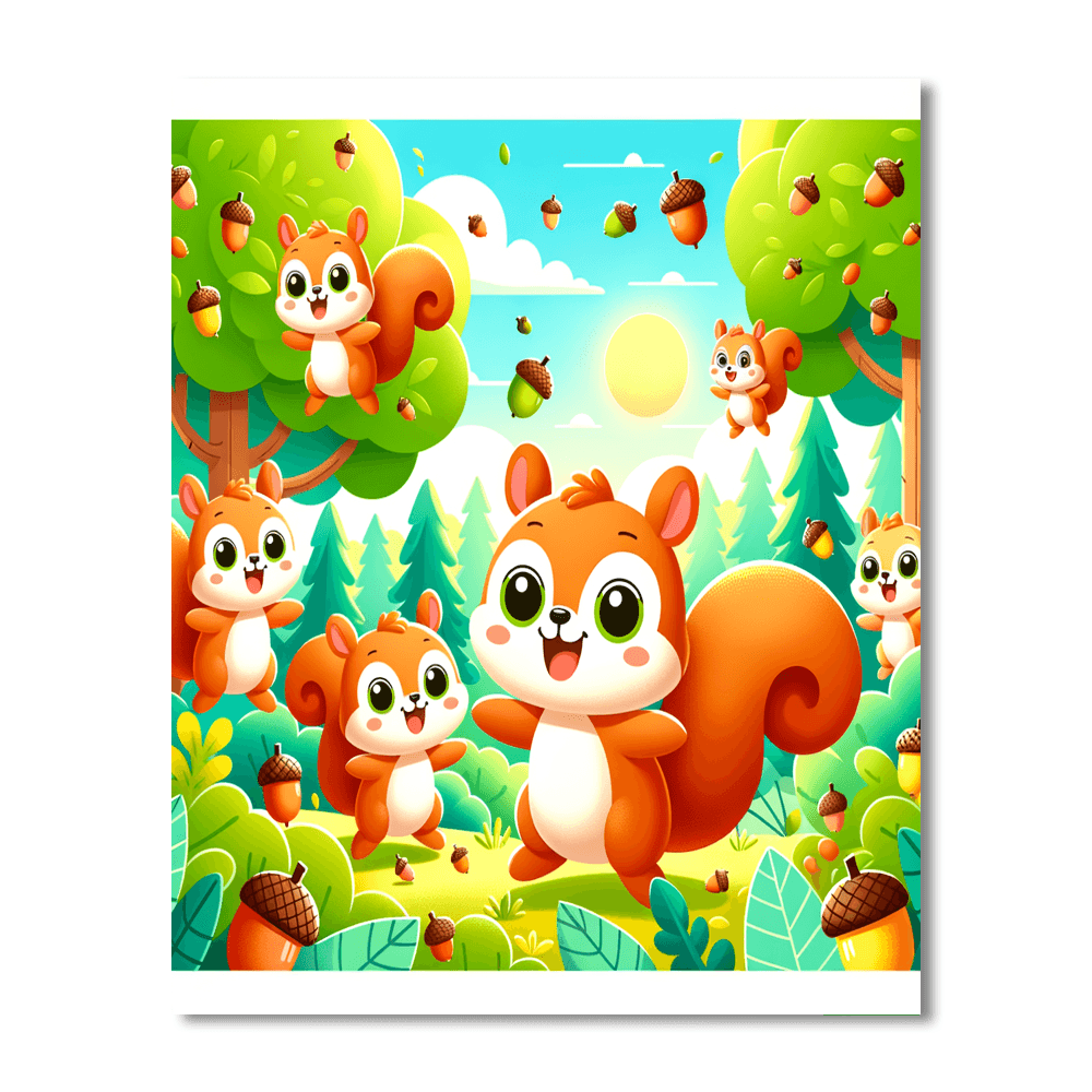 Playful Squirrels DIY Paint By Numbers
