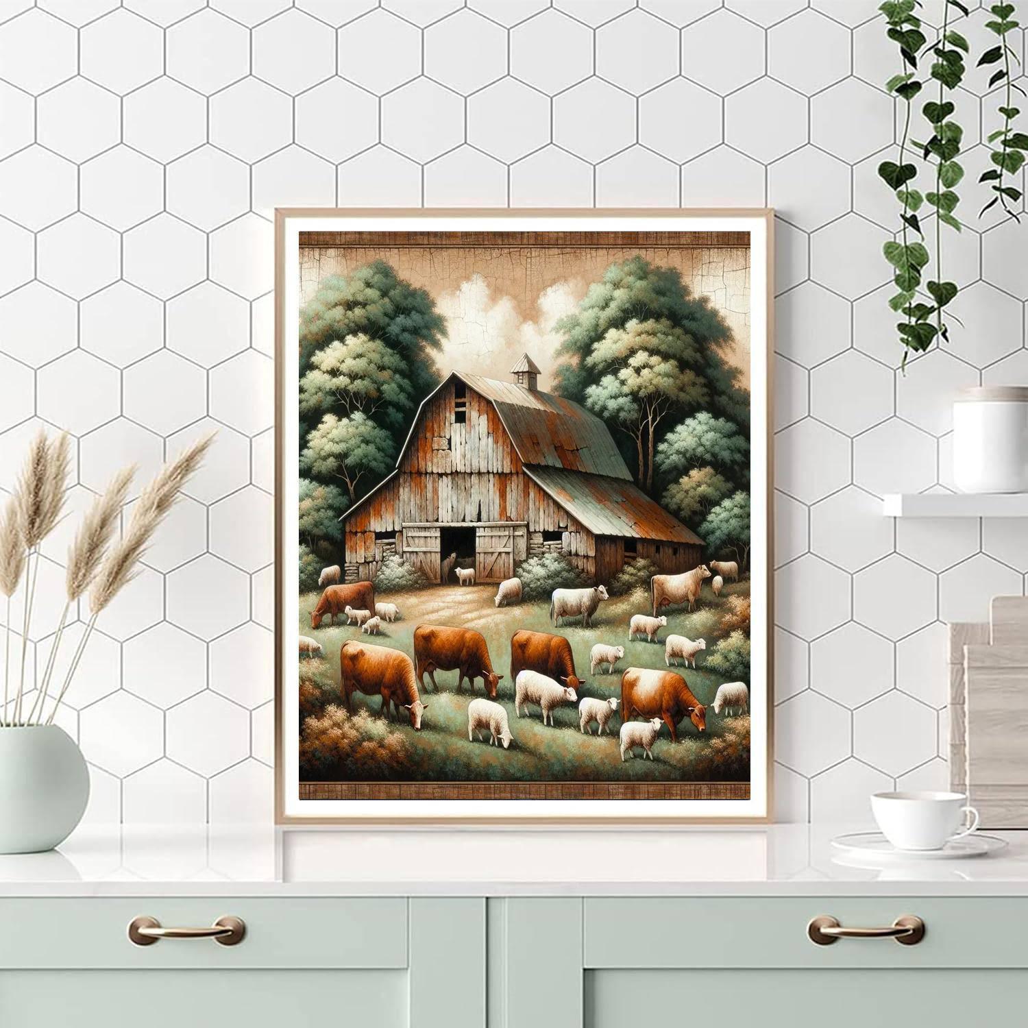 Rustic Barn And Farm Animals Paint By Color