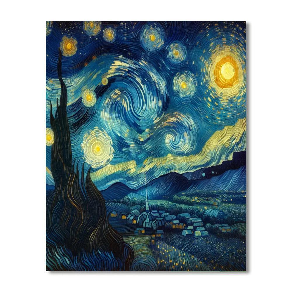 Van Gogh's Starry Dreamscape Paint By Color