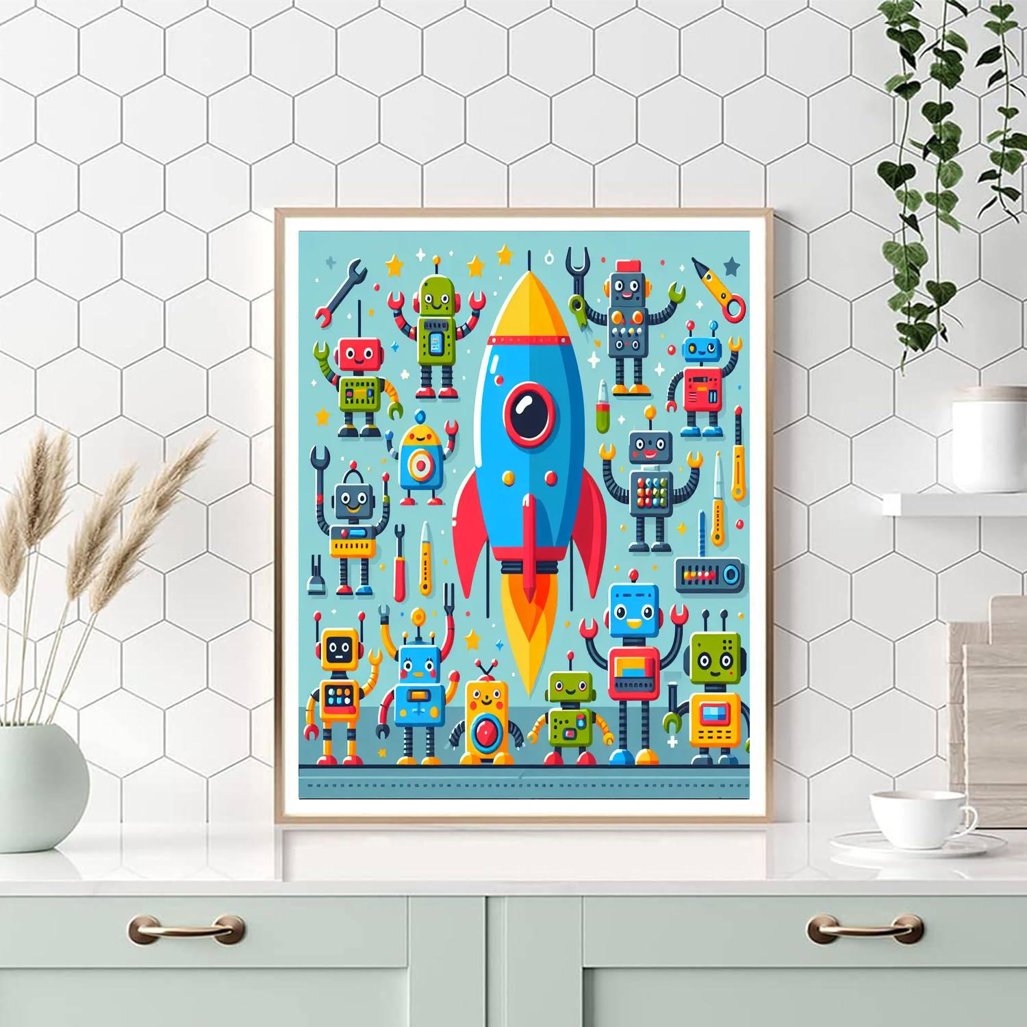 Robots At Work Paint By Numbers Art