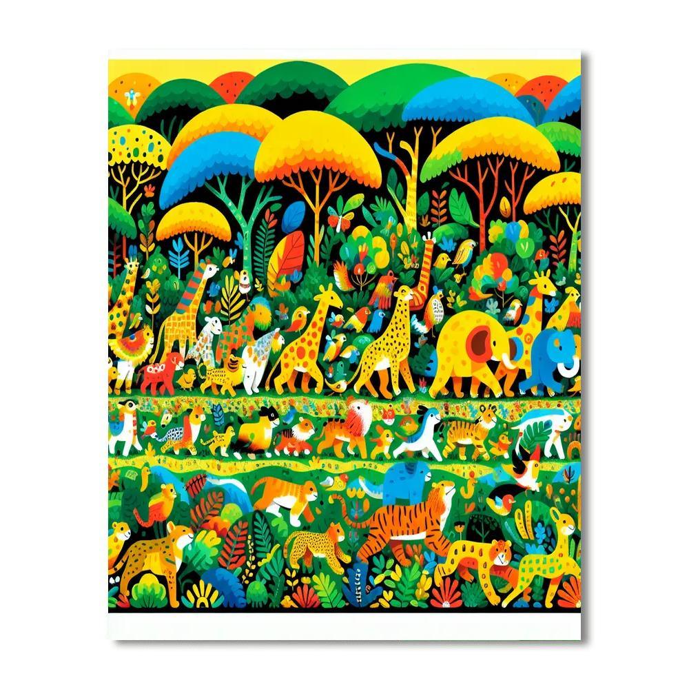 Joyous Jungle Parade Painting By Numbers Kit