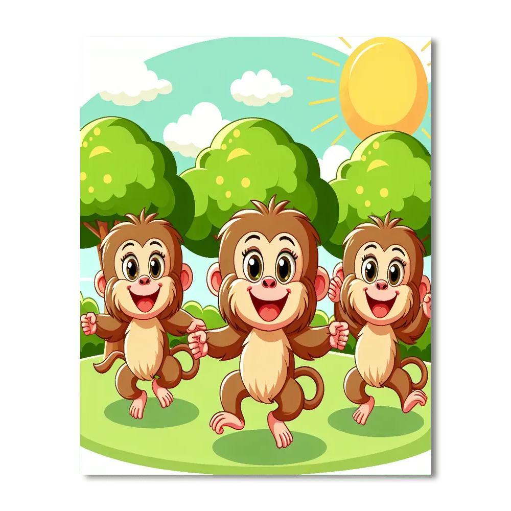 Bouncing Baboon Family Paint By Numbers Art