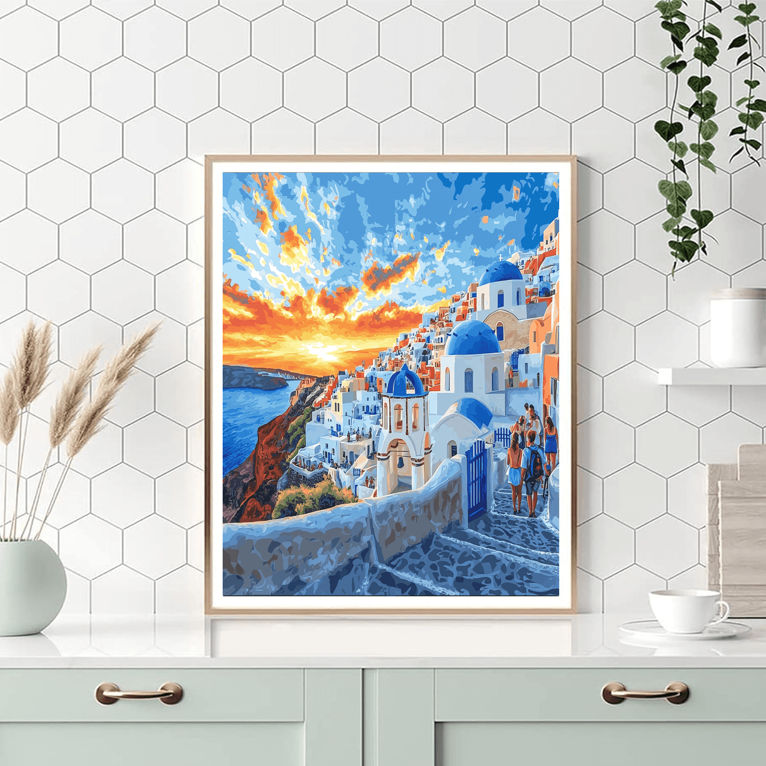 Oia Village In Santorini Numbered Painting Kits