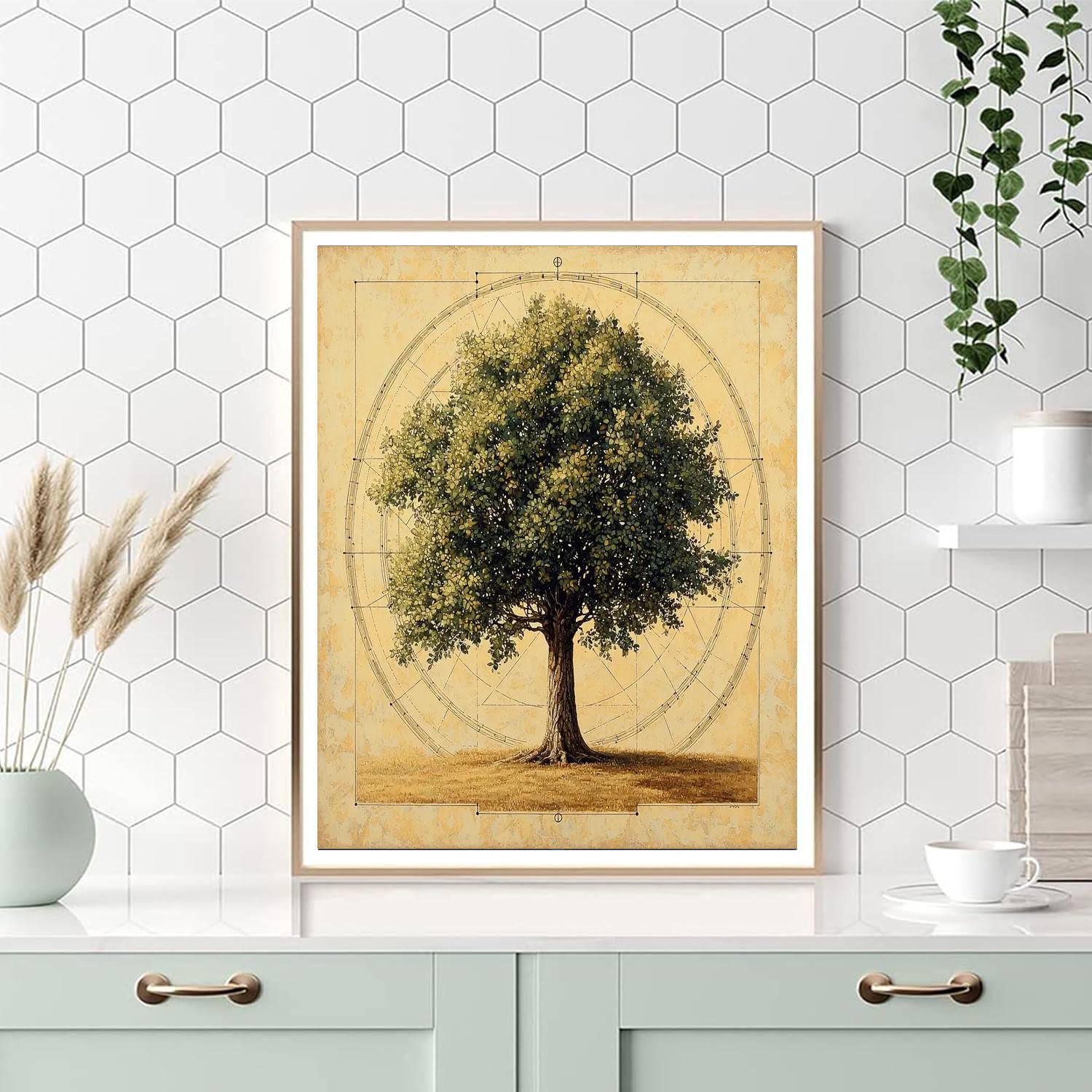 Leonardo Da Vinci Inspired Eternal Arboreal Elegance  Numbered Painting Kits