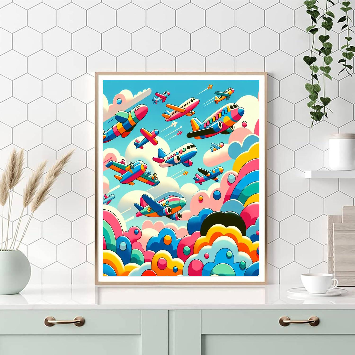 Adventurous Airplanes Number Painting