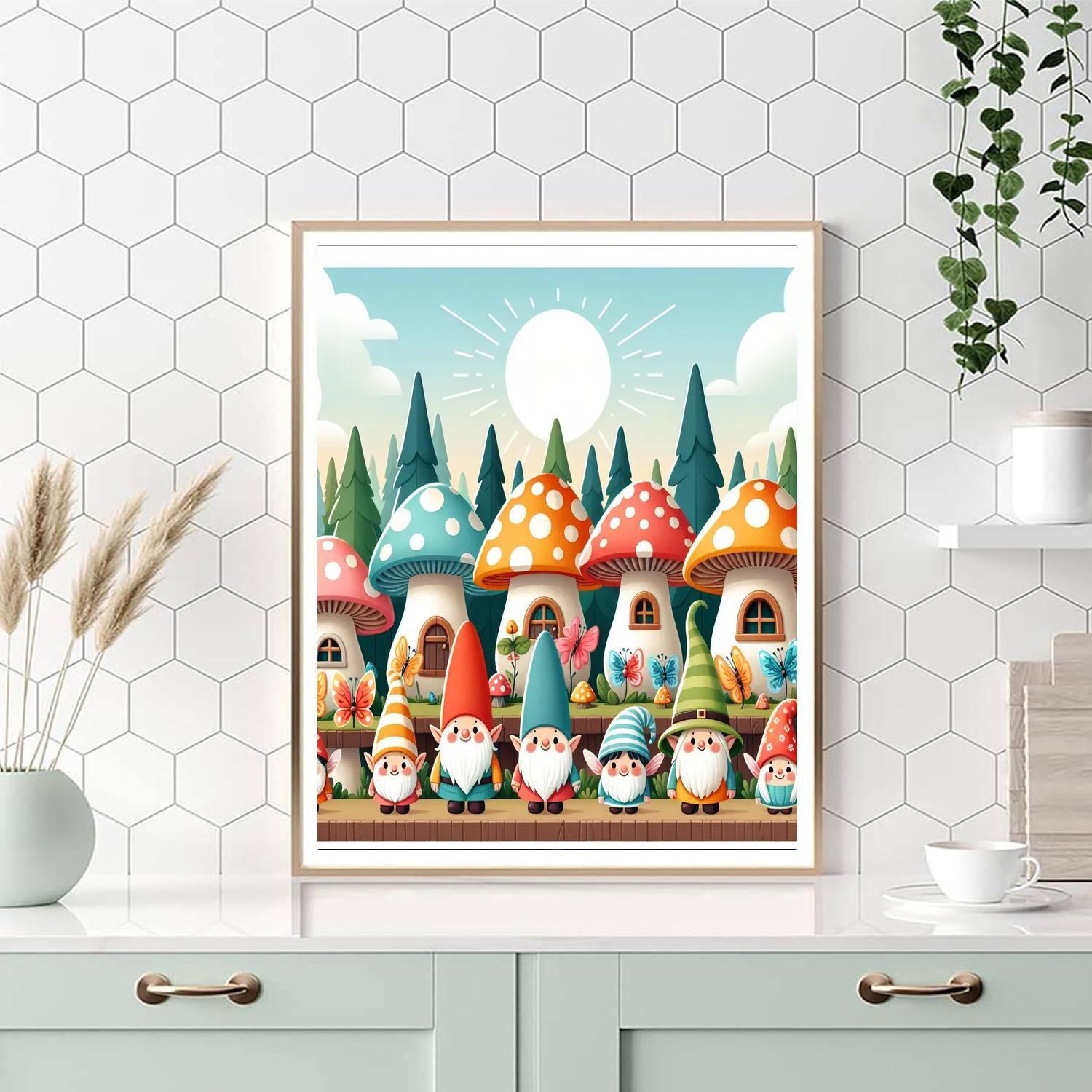 Magical Mushroom Village Painting Number Kit