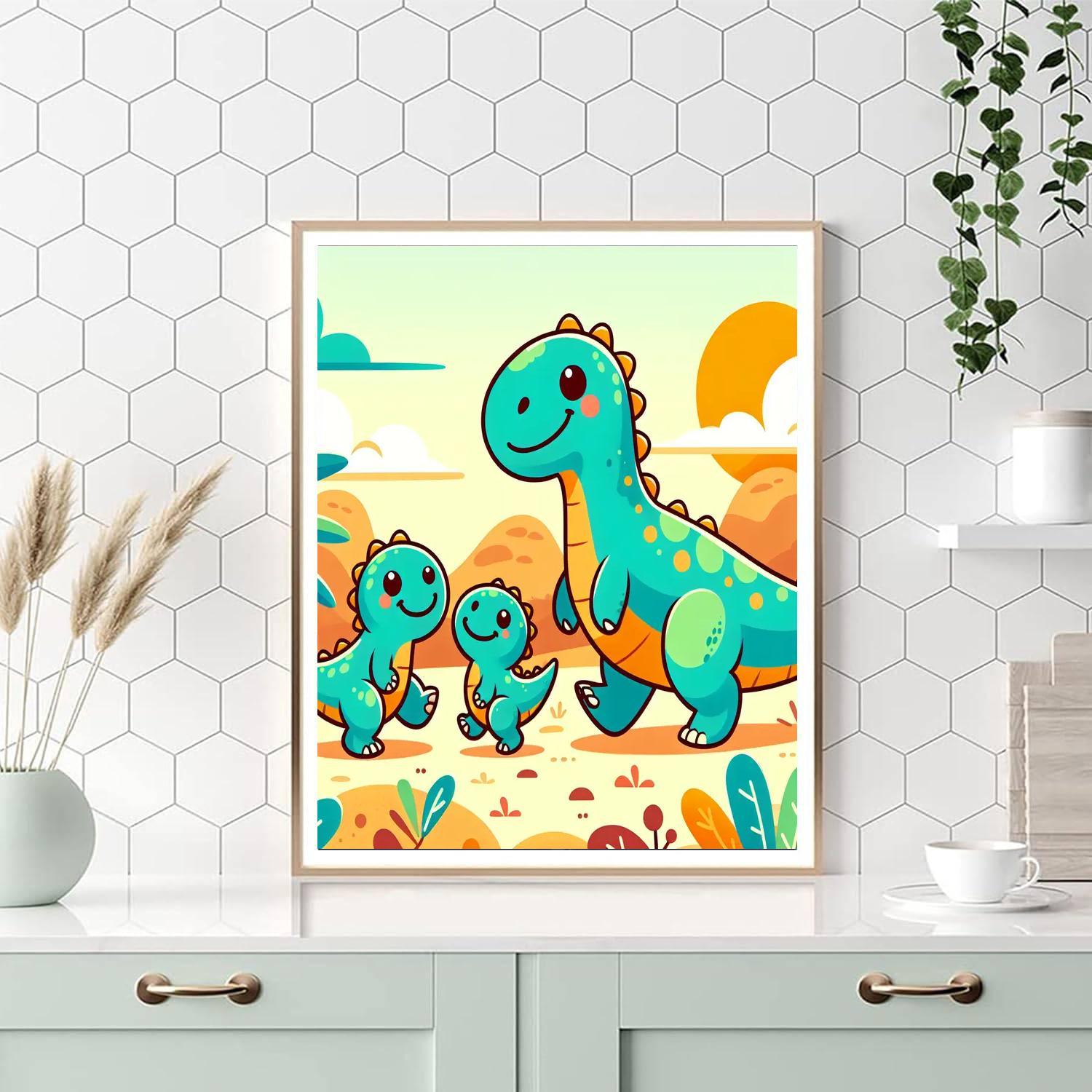Charming Dinosaur Family Paint By Numbers Kits