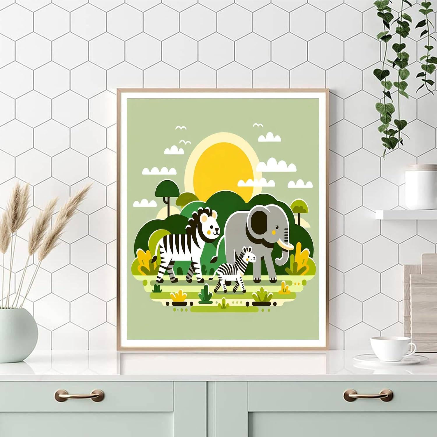 Safari Animals Parade Number Painting