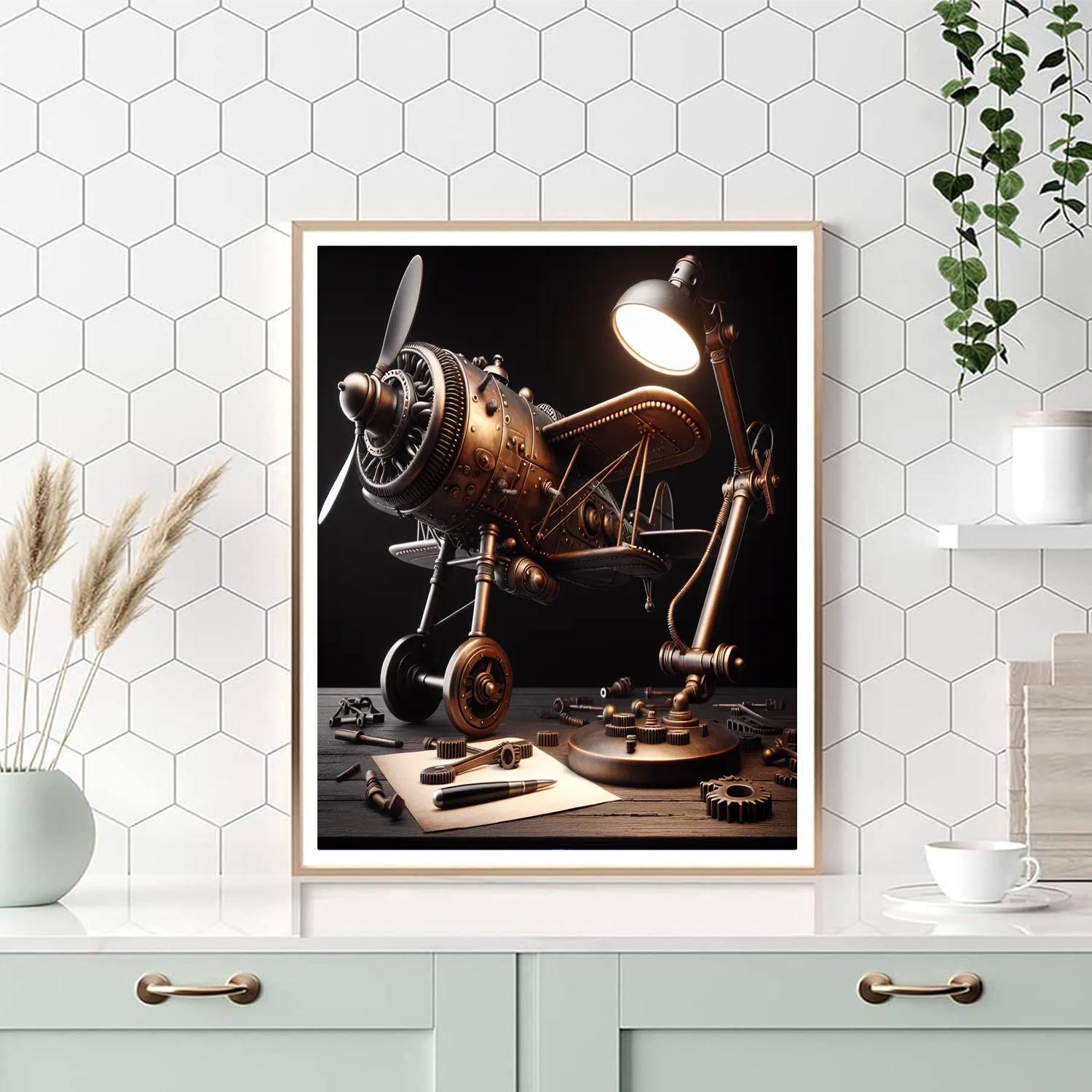 Vintage Aviator Desk Lamp Paint By Number