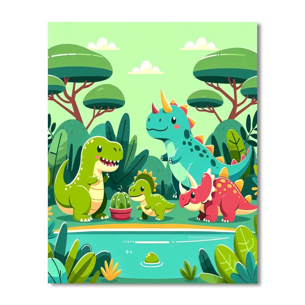Dinosaur Jungle Hideout Painting By Numbers Kit