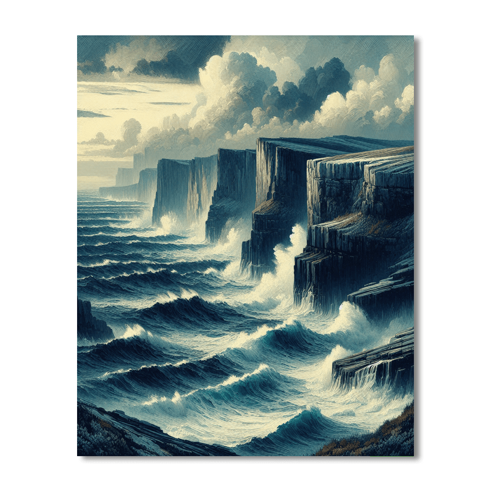 Windswept Ocean Cliffs Number Painting