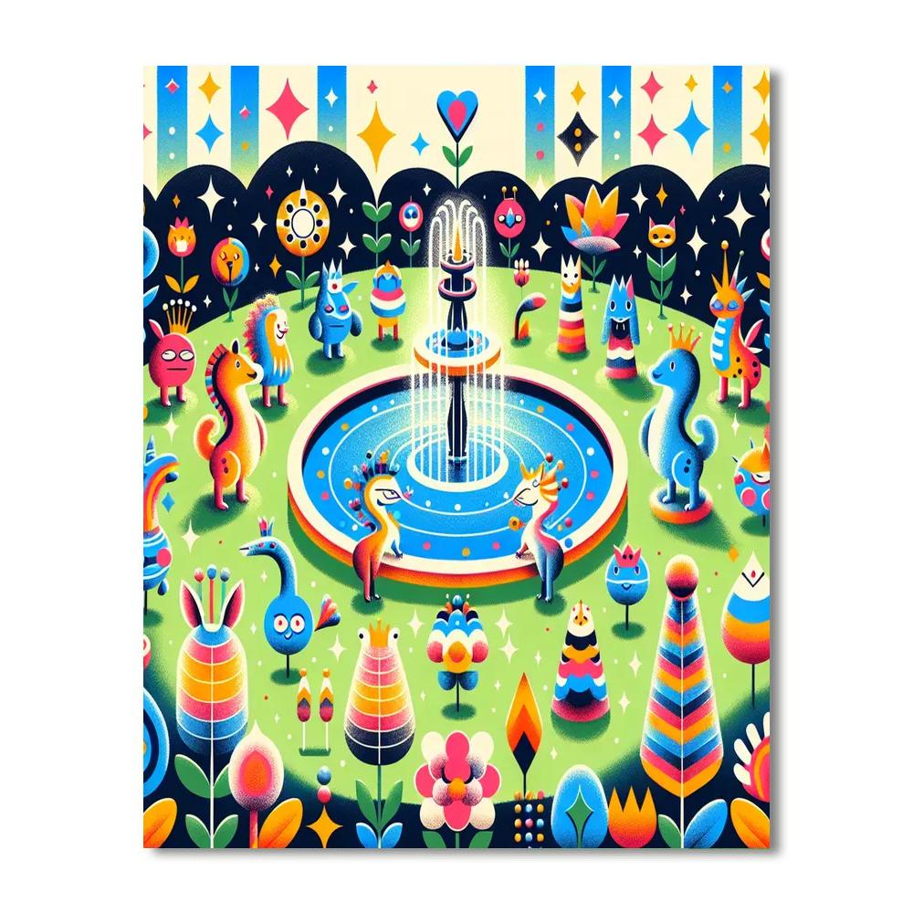 Fantasy Fountain Frolic Painting Number Kit