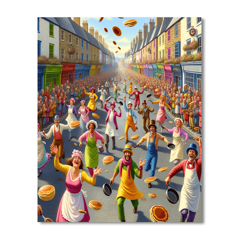 Pancake Day Races - United Kingdom Number Painting