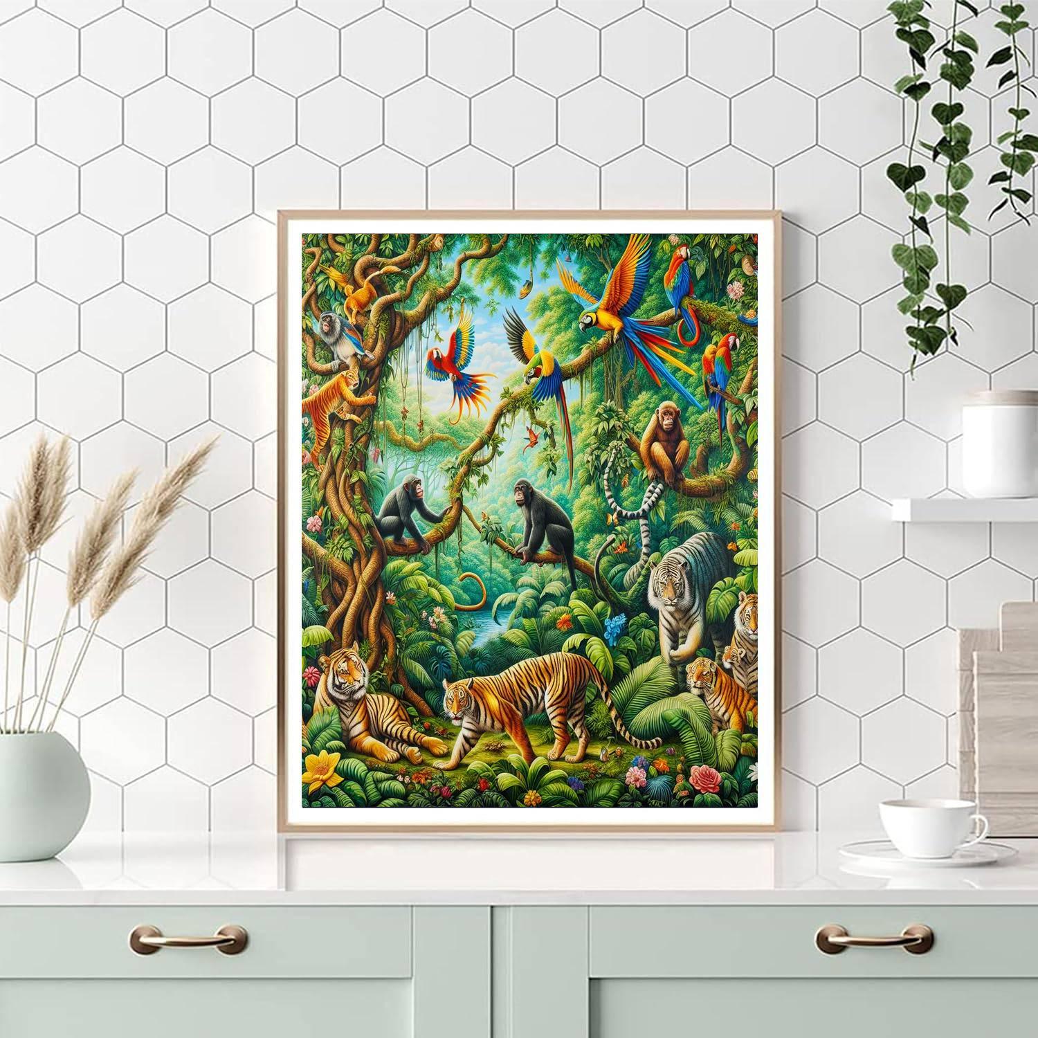 Dynamic Adventure In The Jungle Painting By Numbers Kit
