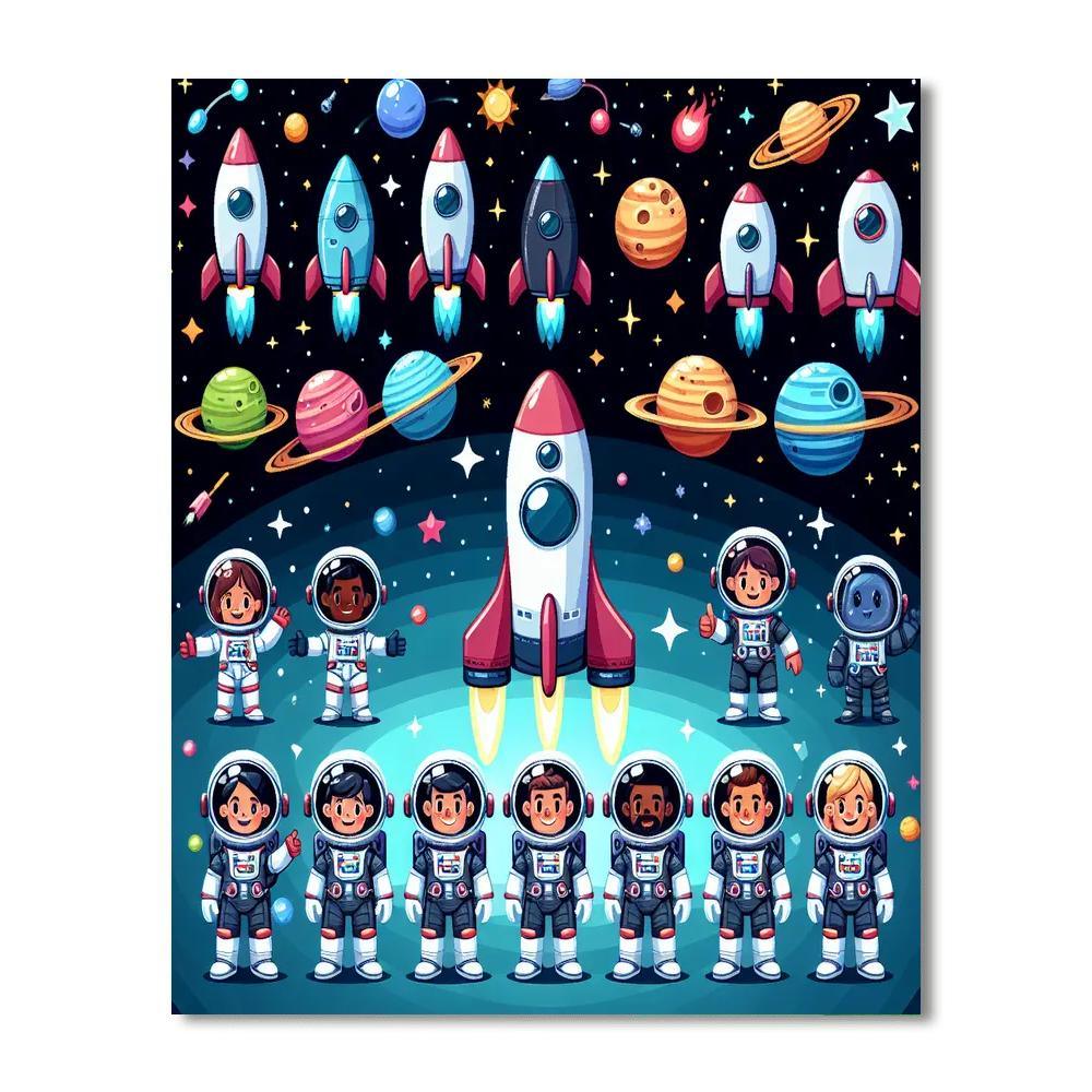 Starlit Space Voyage Number Painting