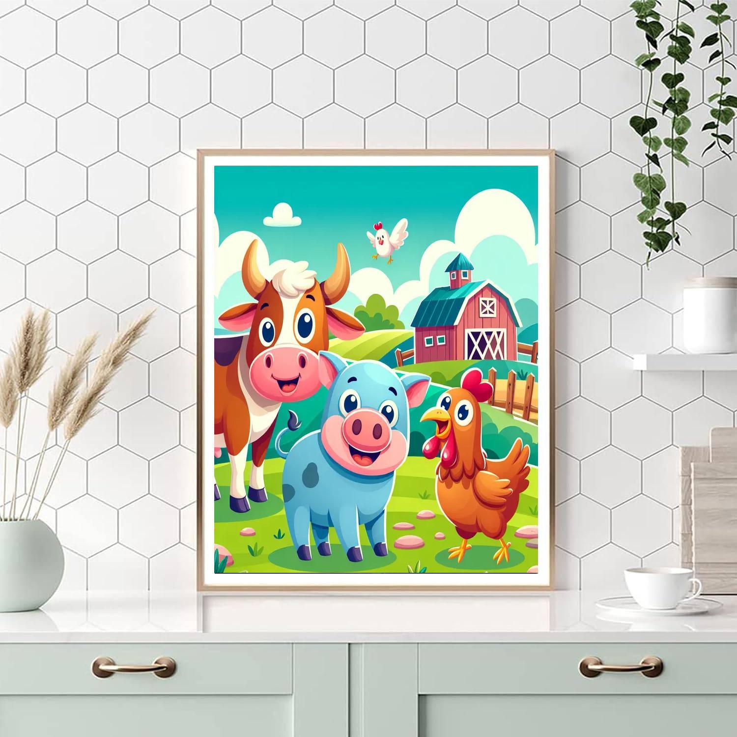 Adventure With Farm Animals Paint By Numbers Art