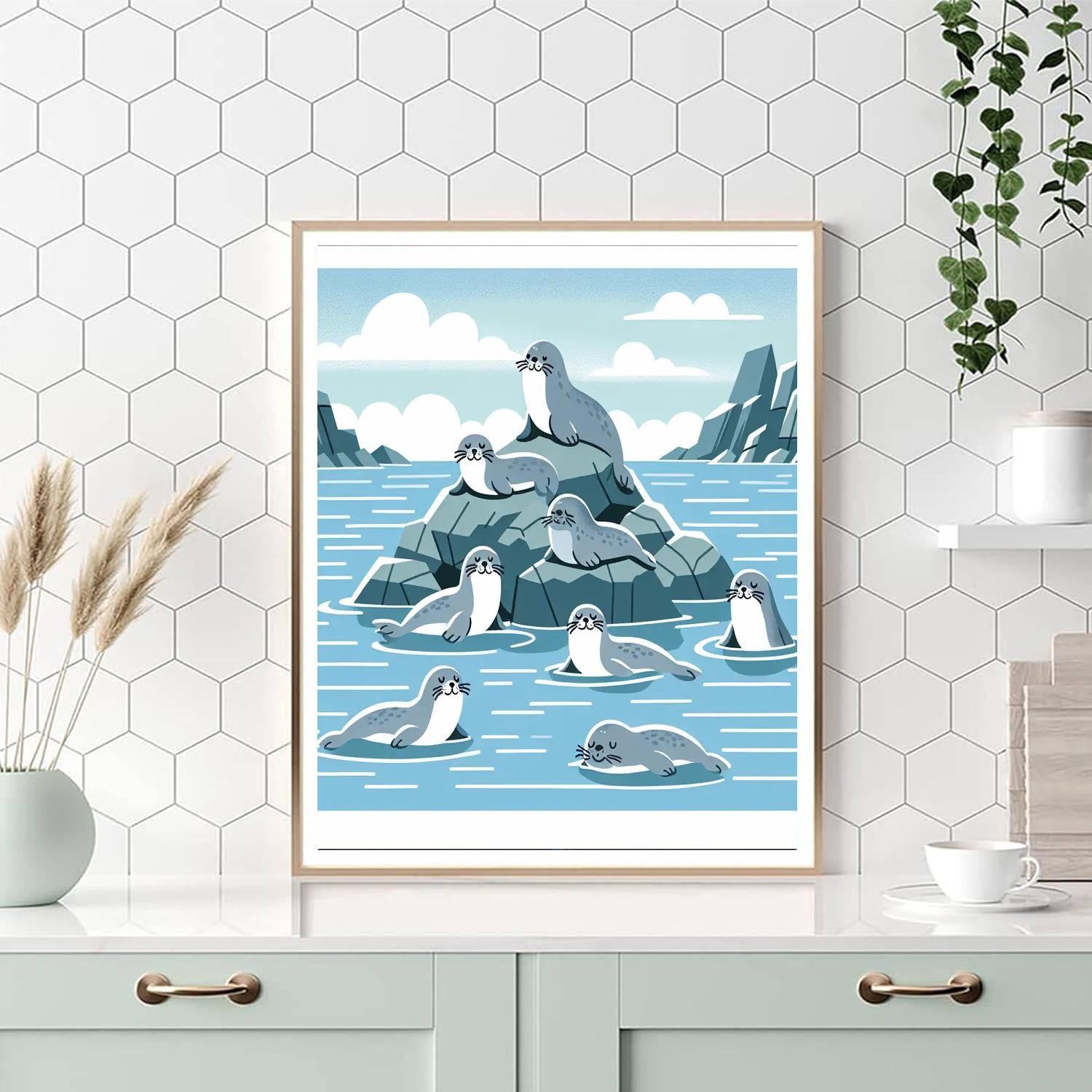 Serene Seals Paint By Numbers Art