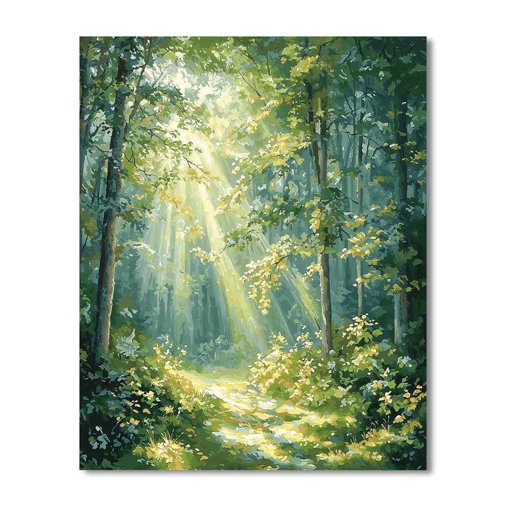 Leonardo Da Vinci Inspired Gentle Forest Light  Paint By Number