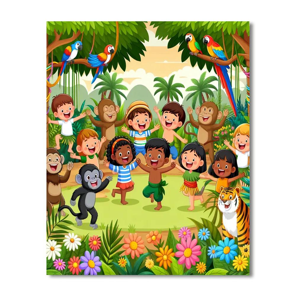 Jubilant Jungle Celebration Painting By Numbers Kit