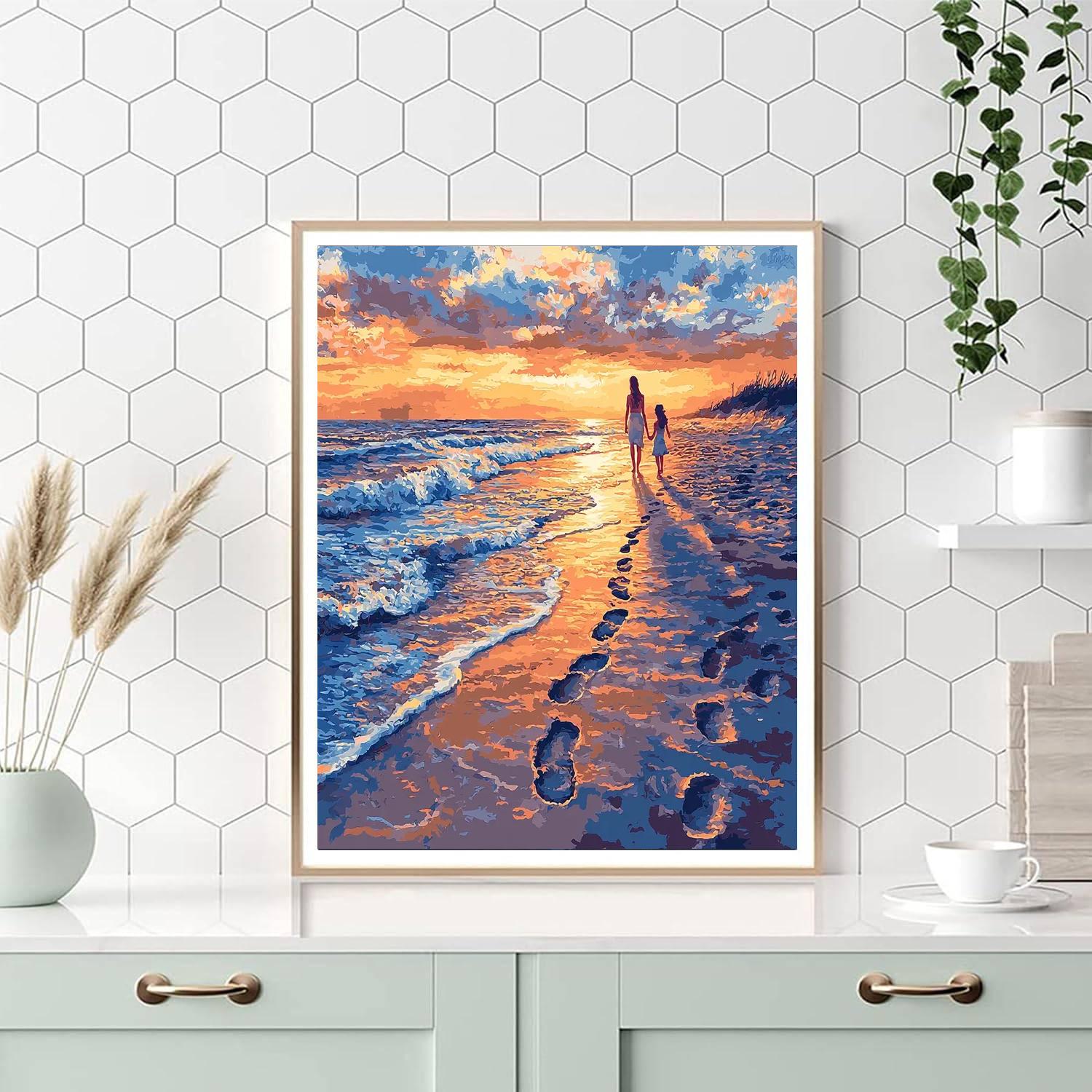 Tender Footsteps In The Sand Paint By Numbers Kits