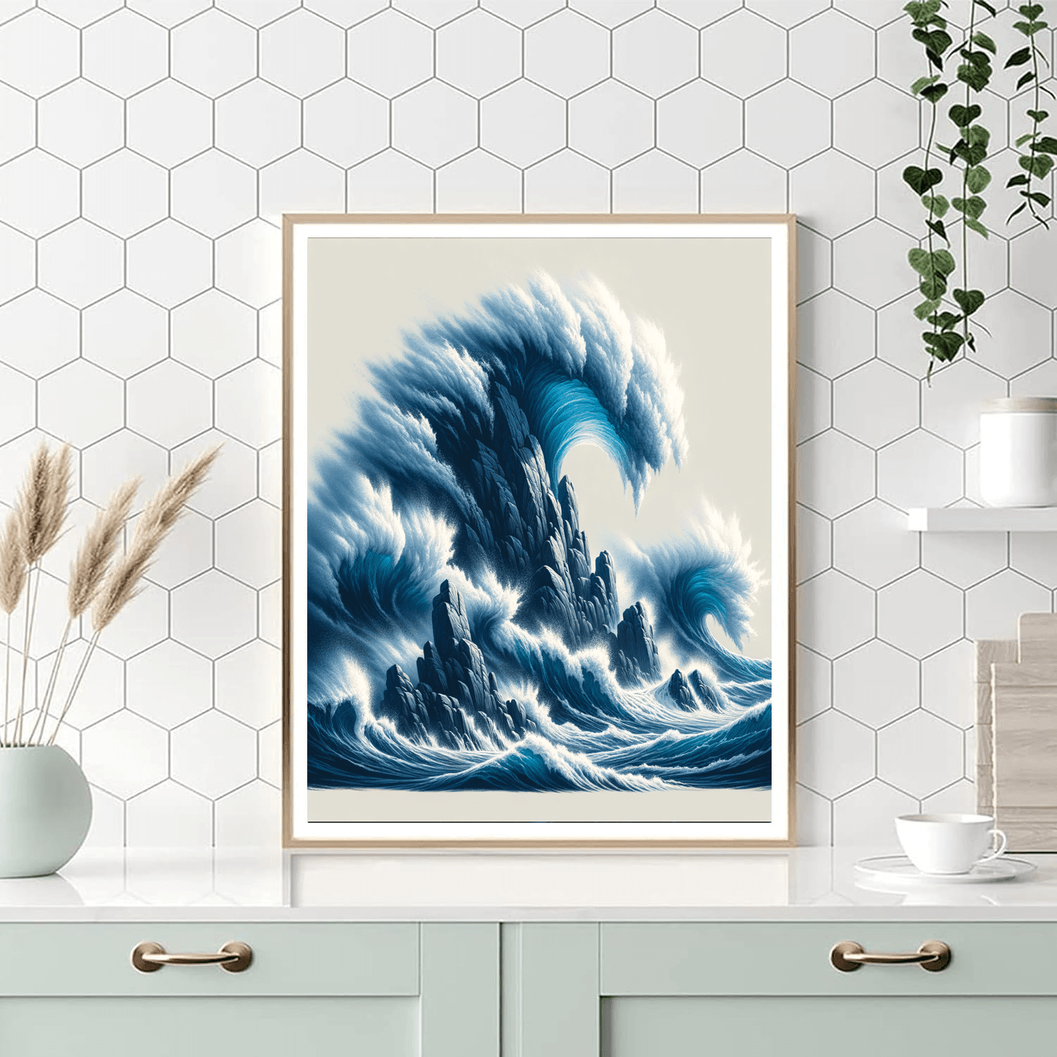 Dynamic Ocean Waves Number Painting