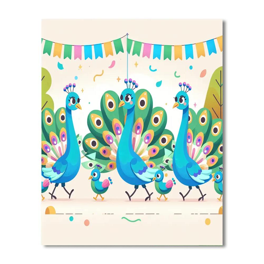 Peacock Parade Party Numbered Painting Kits