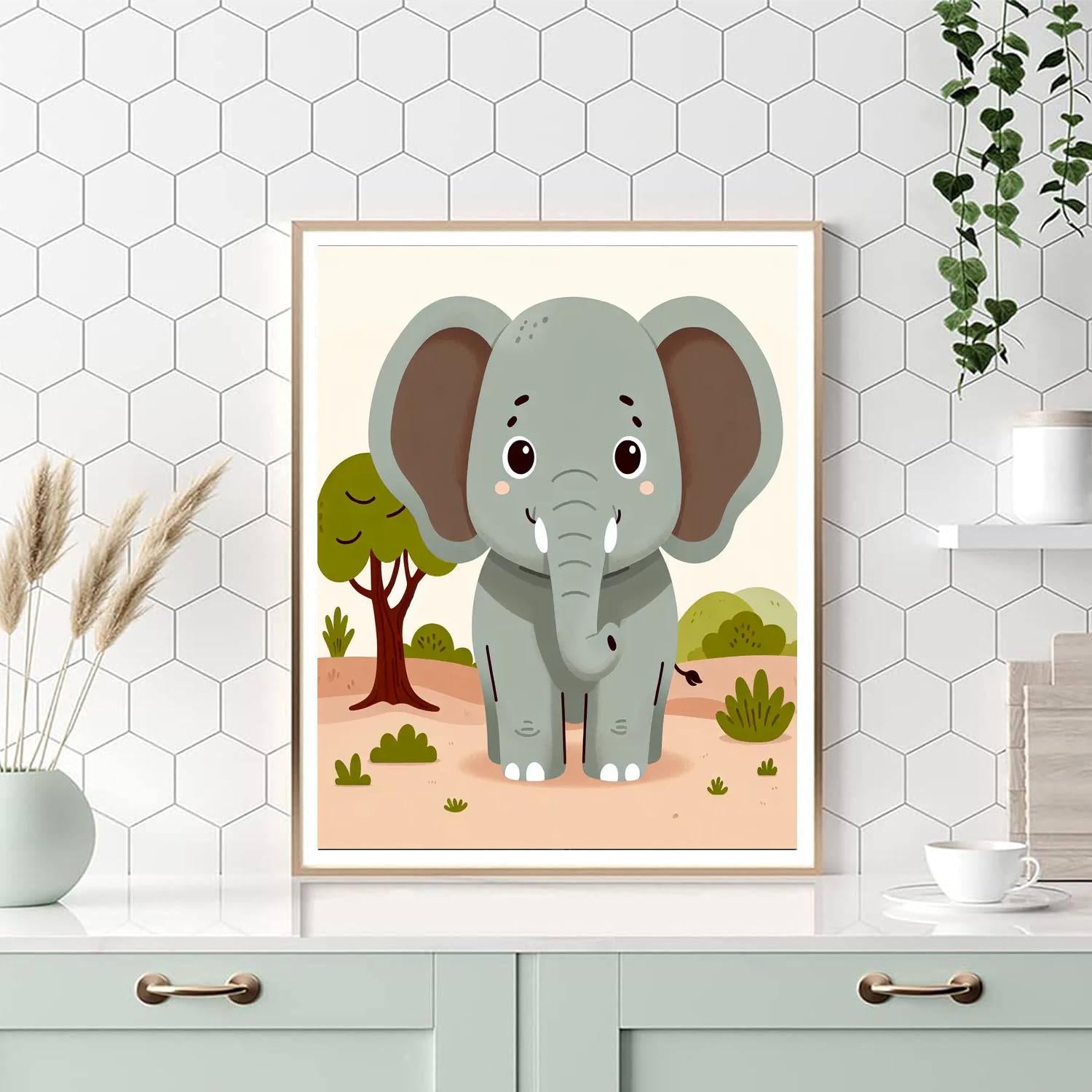 Inquisitive Elephant Paint By Numbers Art