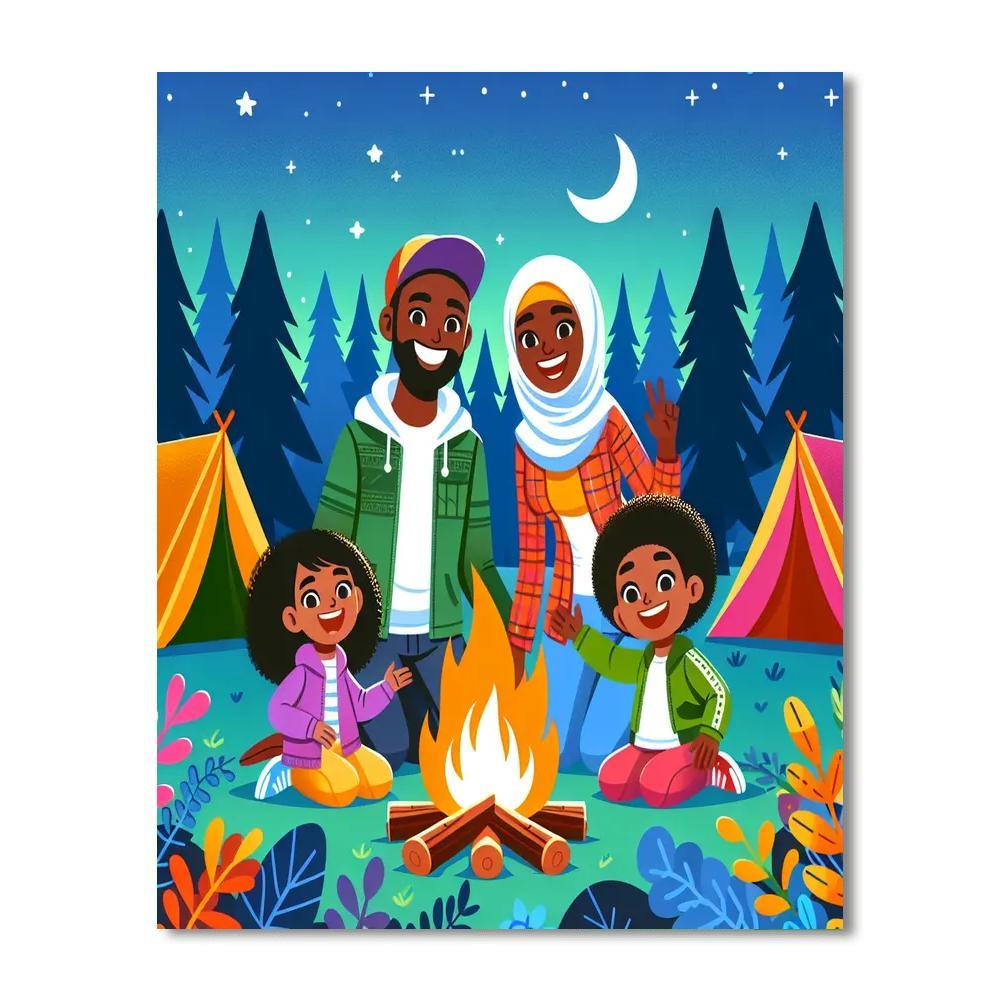 Happy Family Camping Paint By Numbers